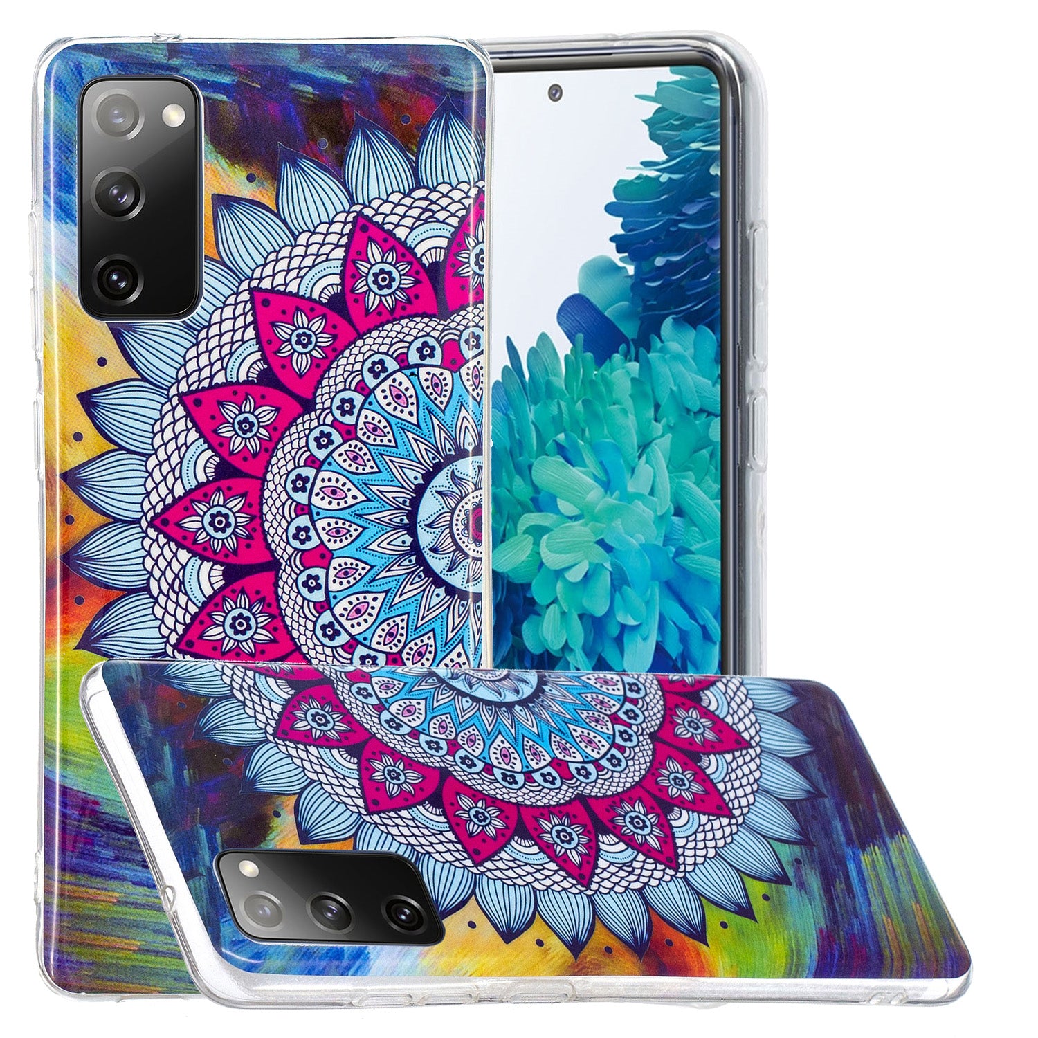 Noctilucent IMD TPU Phone Back Shell for Samsung Galaxy S20 FE 4G/5G/2022/S20 Lite - Flower Pattern