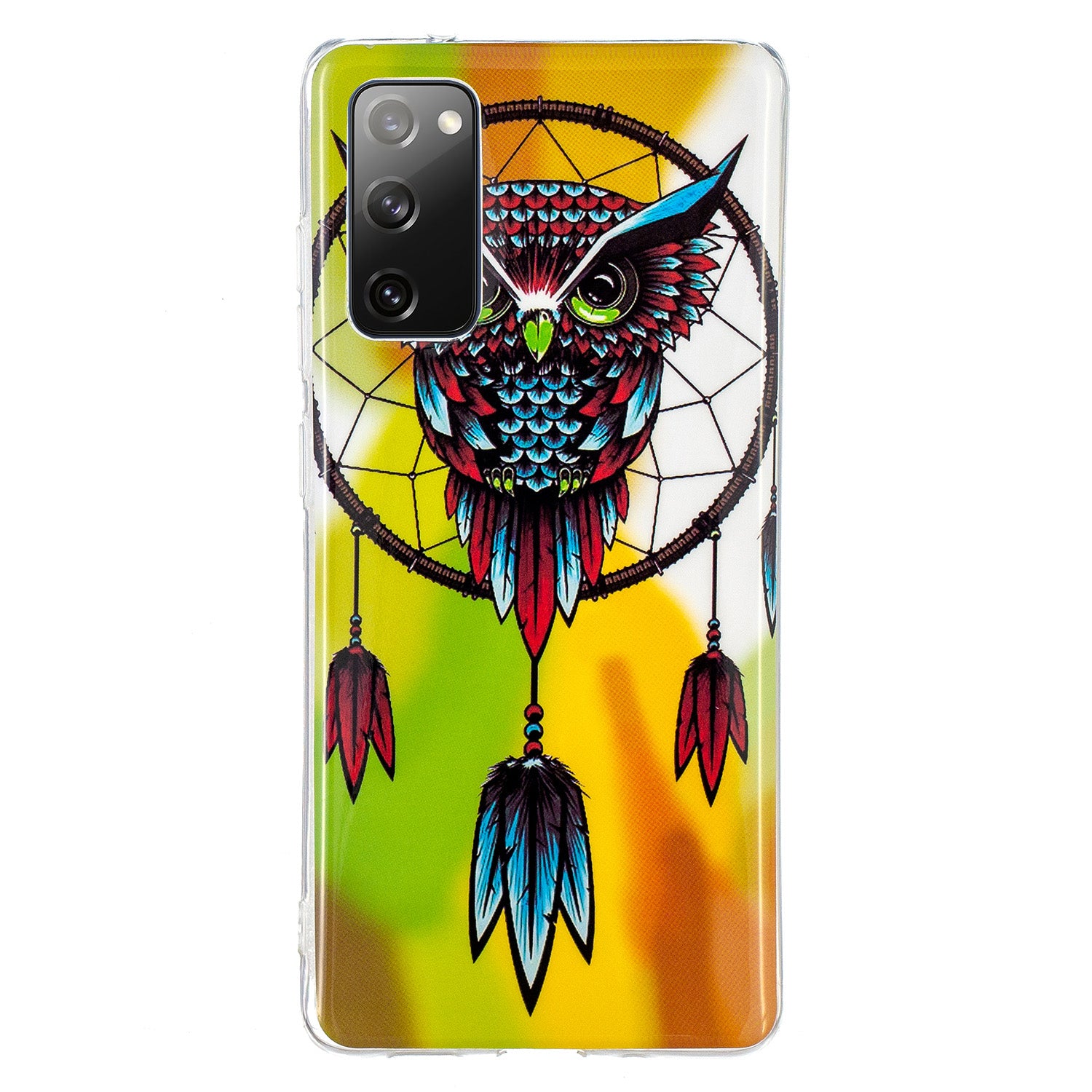 Noctilucent IMD TPU Phone Back Shell for Samsung Galaxy S20 FE 4G/5G/2022/S20 Lite - Owl and Dream Catcher