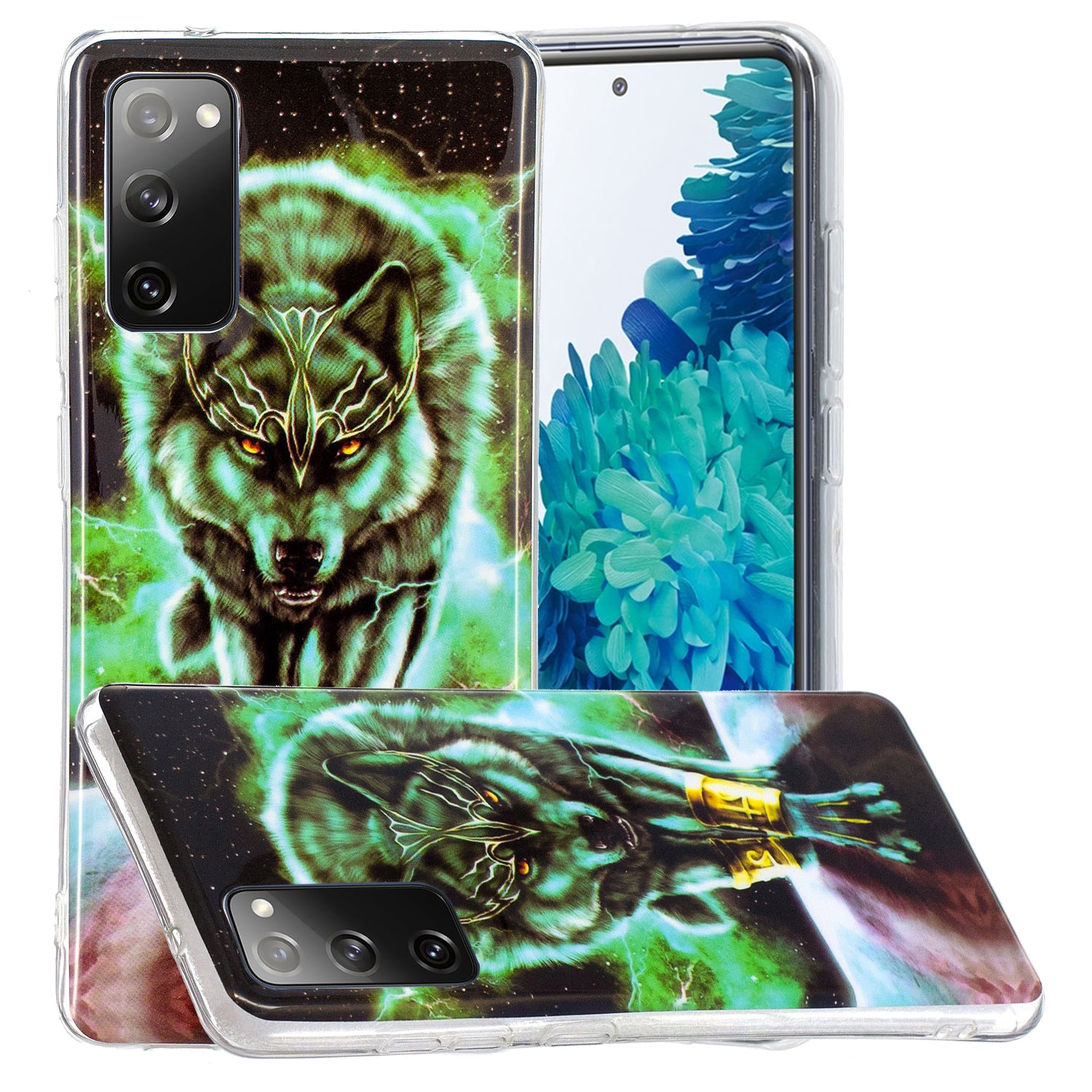 Noctilucent IMD TPU Phone Back Shell for Samsung Galaxy S20 FE 4G/5G/2022/S20 Lite - Scary Wolf