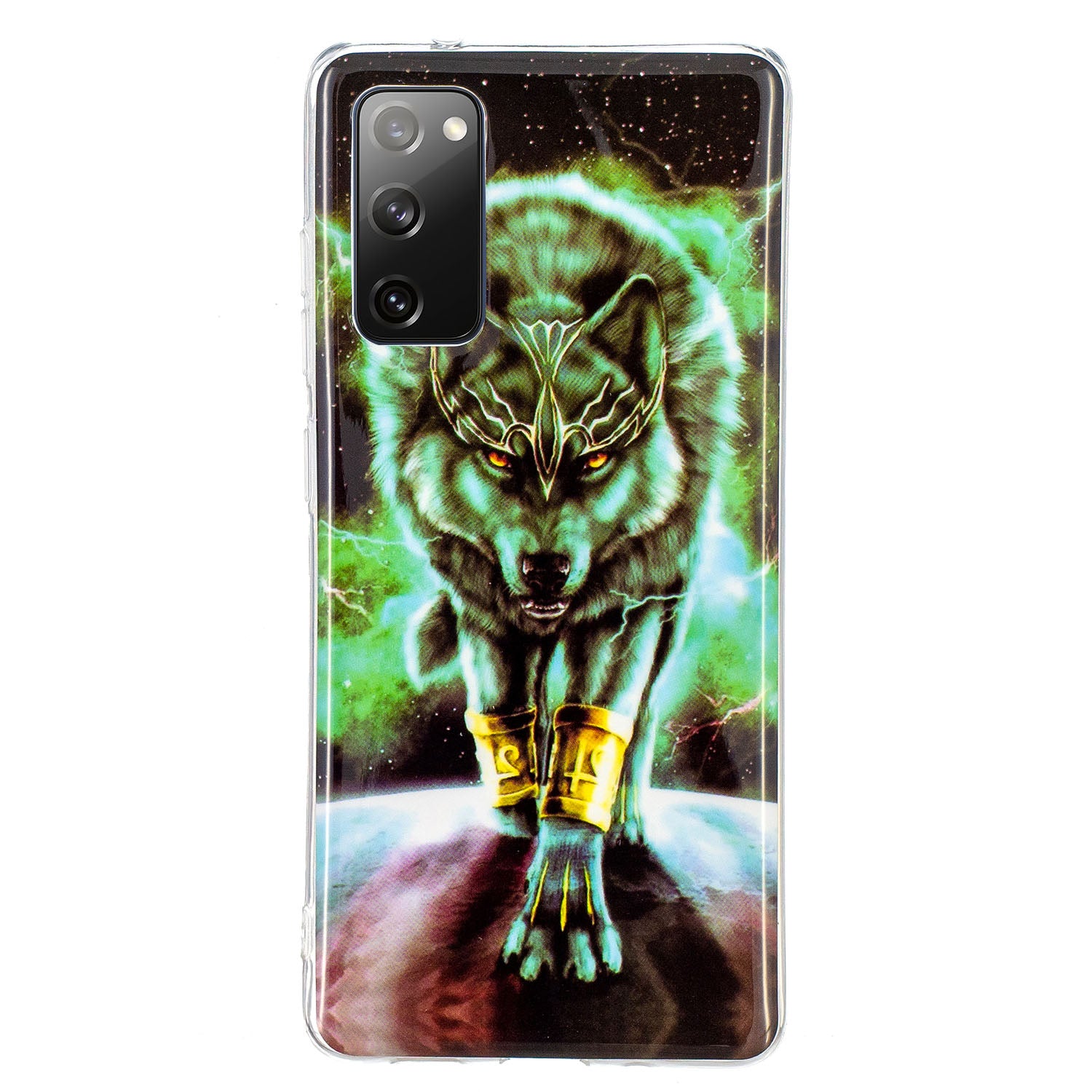 Noctilucent IMD TPU Phone Back Shell for Samsung Galaxy S20 FE 4G/5G/2022/S20 Lite - Scary Wolf