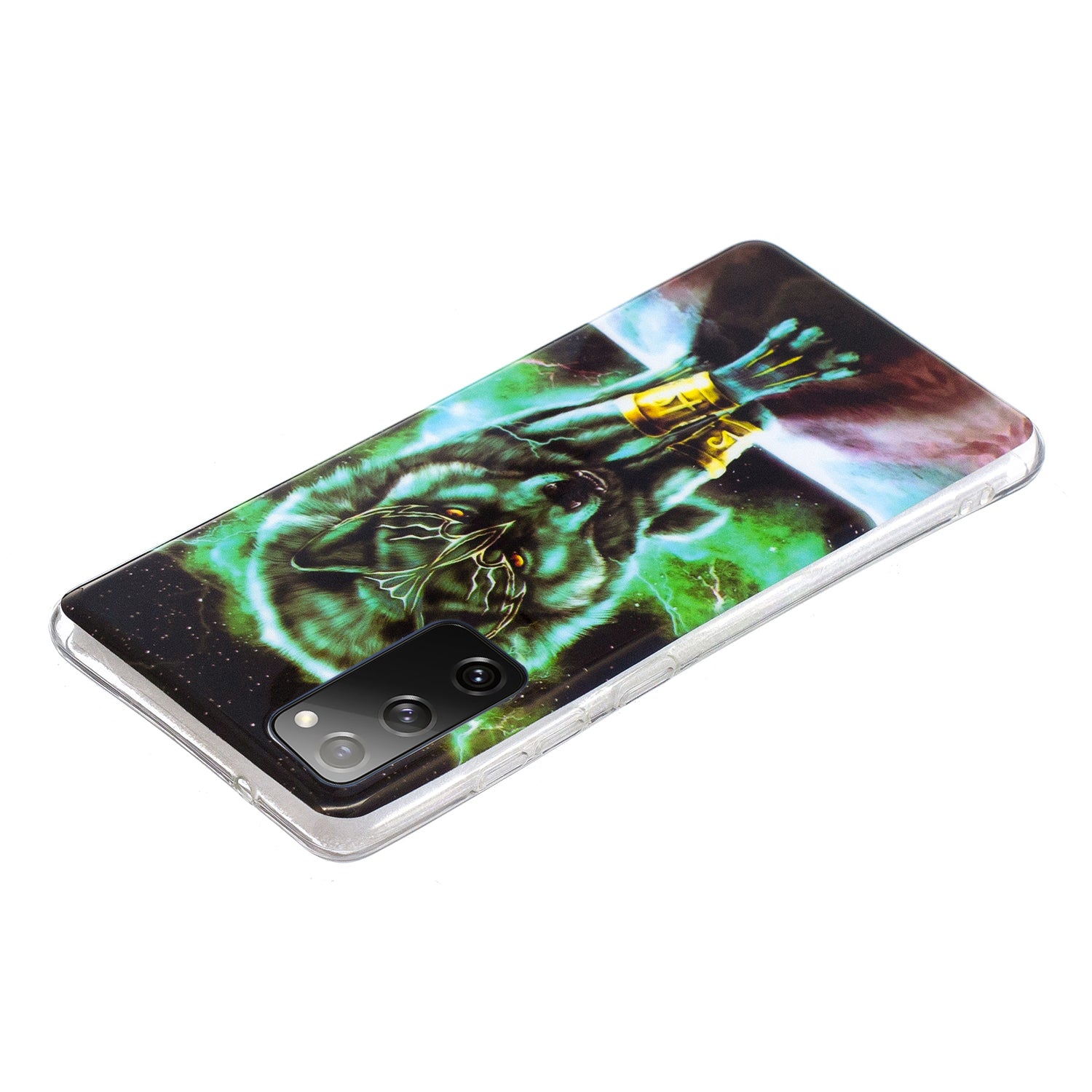 Noctilucent IMD TPU Phone Back Shell for Samsung Galaxy S20 FE 4G/5G/2022/S20 Lite - Scary Wolf