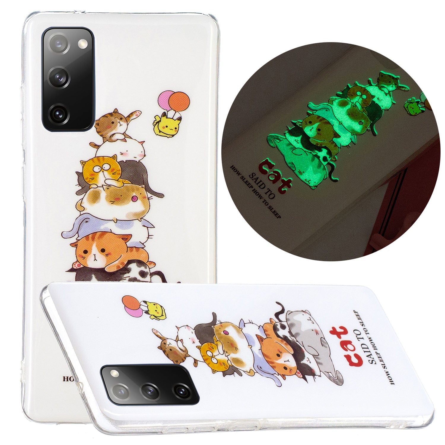 Noctilucent IMD TPU Phone Back Shell for Samsung Galaxy S20 FE 4G/5G/2022/S20 Lite - Cats