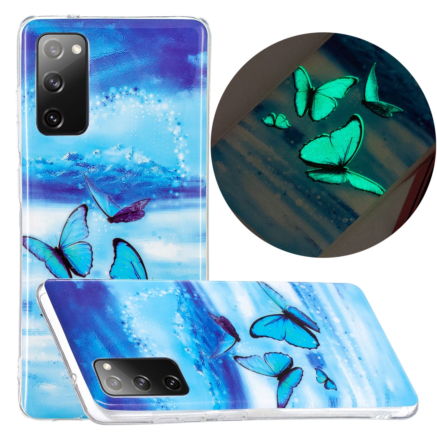 Noctilucent IMD TPU Phone Back Shell for Samsung Galaxy S20 FE 4G/5G/2022/S20 Lite - Butterfly