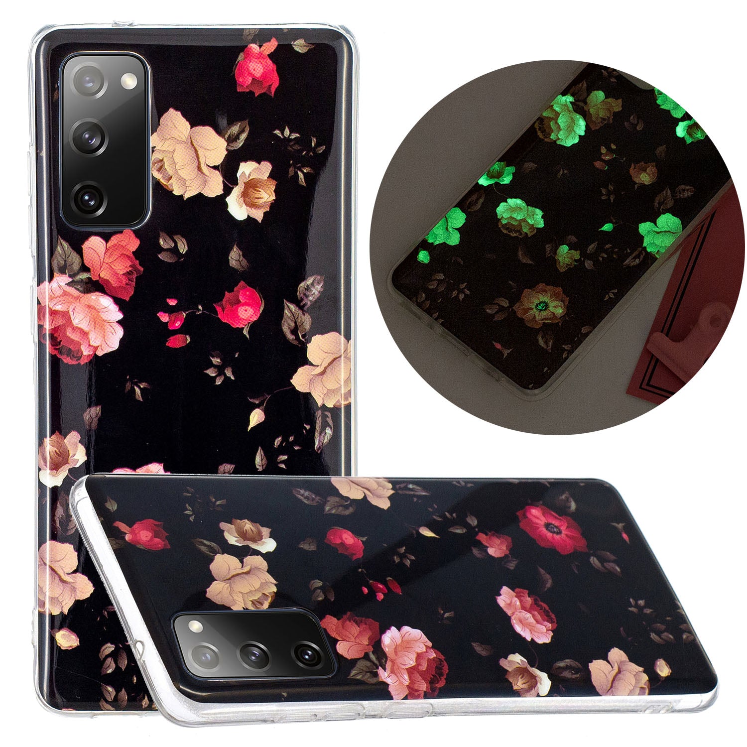 Noctilucent IMD TPU Phone Back Shell for Samsung Galaxy S20 FE 4G/5G/2022/S20 Lite - Beautiful Flower