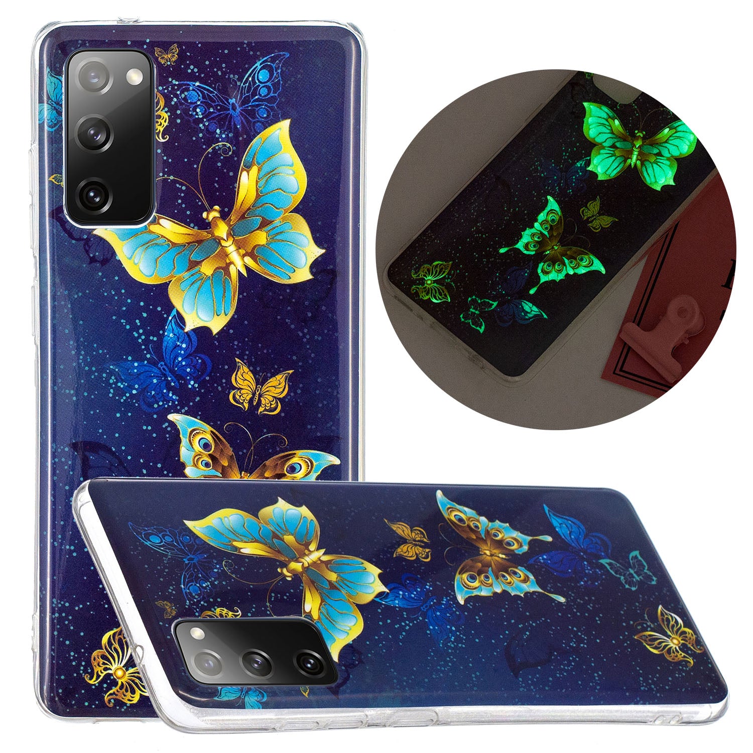 Noctilucent IMD TPU Phone Back Shell for Samsung Galaxy S20 FE 4G/5G/2022/S20 Lite - Beautiful Butterfly