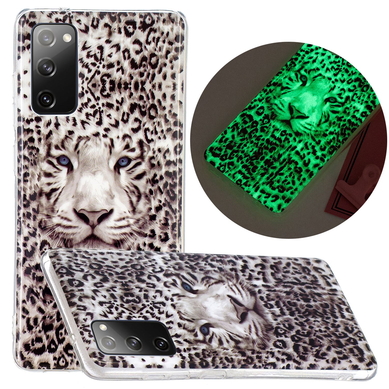 Noctilucent IMD TPU Phone Back Shell for Samsung Galaxy S20 FE 4G/5G/2022/S20 Lite - Leopard