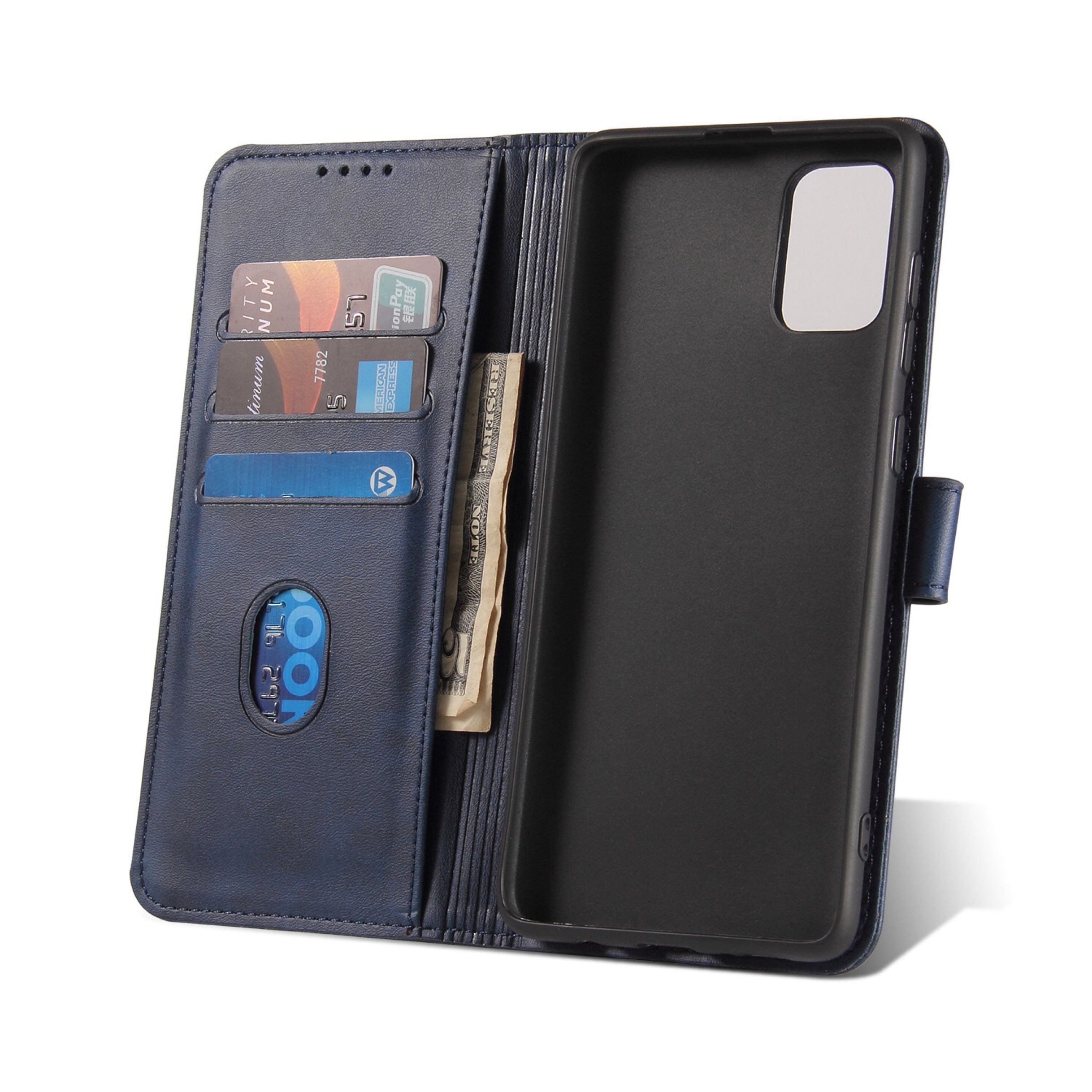 Business Style Magnetic Clasp Wallet Leather Cover for Samsung Galaxy S20 FE/S20 Fan Edition/S20 FE 5G/S20 Fan Edition 5G - Blue