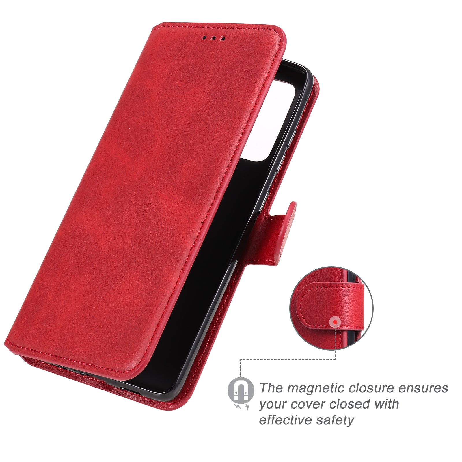 Wallet + Stand Classic Style Flip Leather Phone Case for Samsung Galaxy S20 FE 4G/5G/2022/S20 Lite - Red