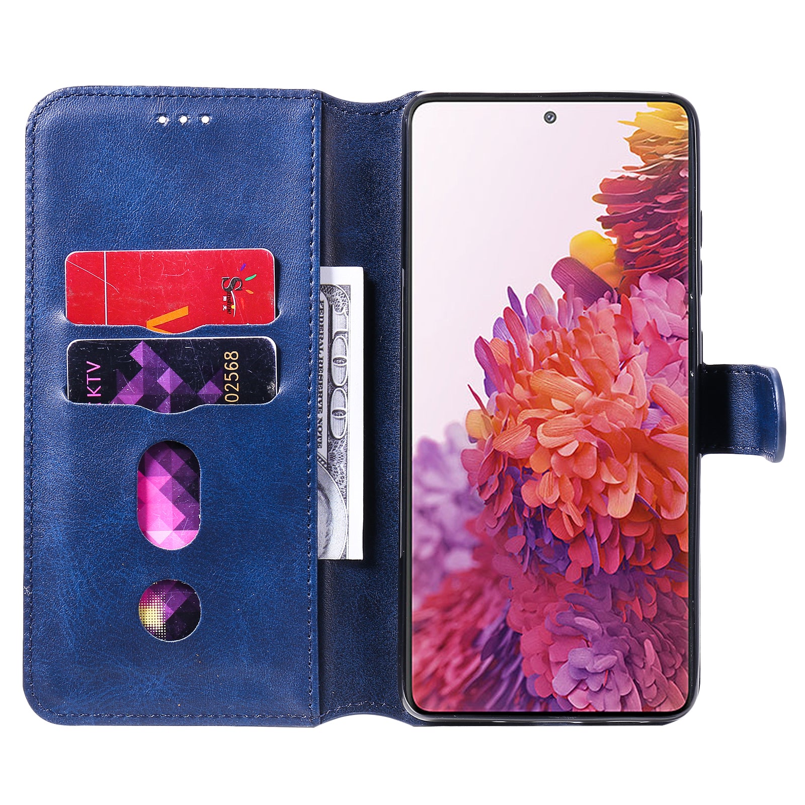 Wallet + Stand Classic Style Flip Leather Phone Case for Samsung Galaxy S20 FE 4G/5G/2022/S20 Lite - Blue