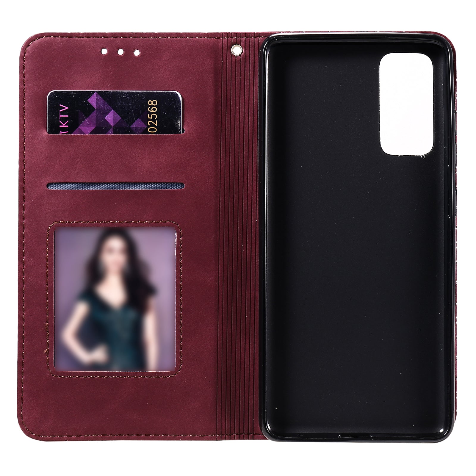 Imprint Lucky Flower Auto-absorbed Flip Leather Cover for Samsung Galaxy S20 FE 4G/5G/2022/S20 Lite - Wine Red