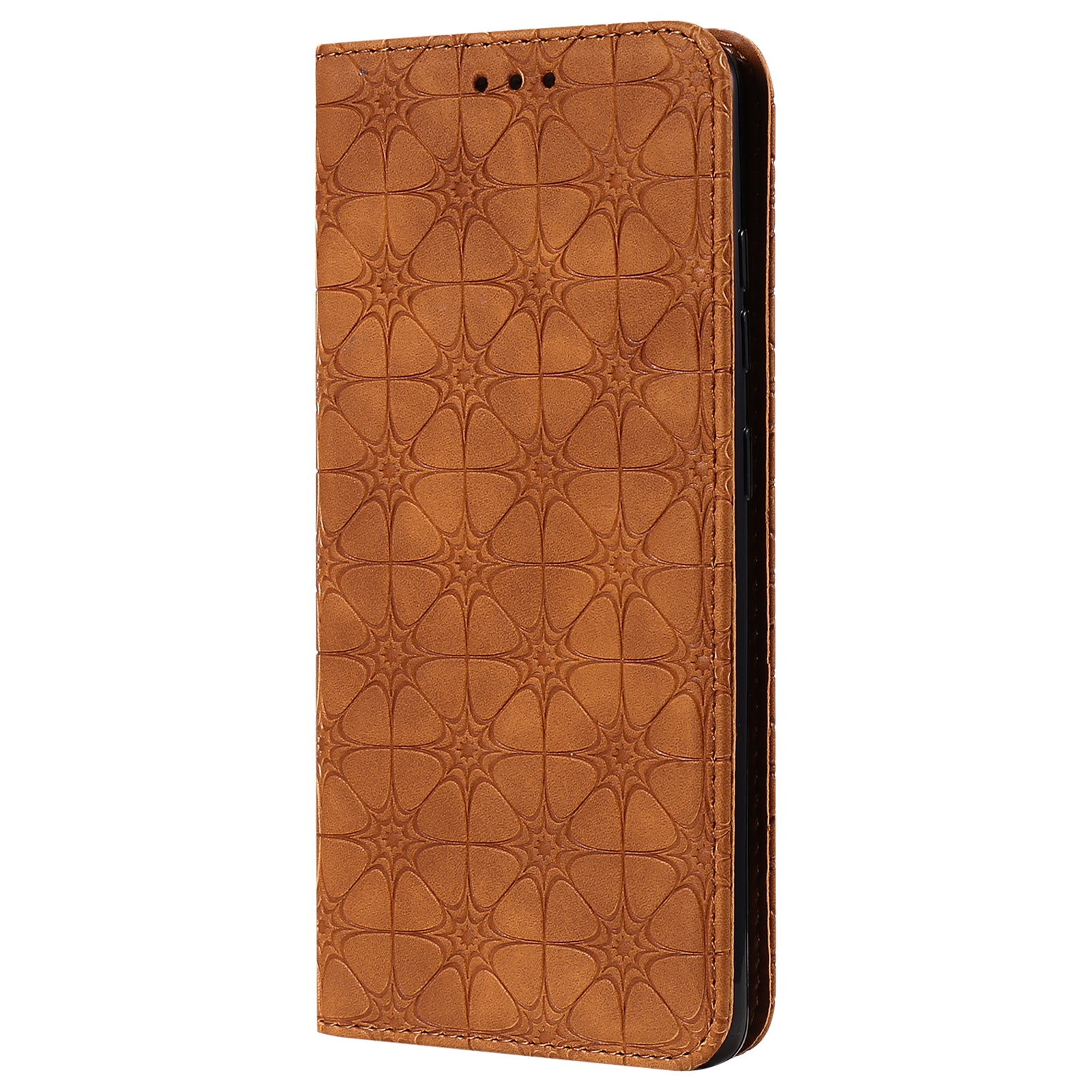 Imprint Lucky Flower Auto-absorbed Flip Leather Cover for Samsung Galaxy S20 FE 4G/5G/2022/S20 Lite - Brown