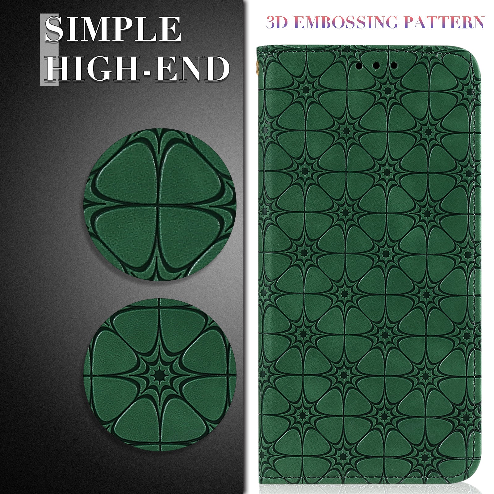 Imprint Lucky Flower Auto-absorbed Flip Leather Cover for Samsung Galaxy S20 FE 4G/5G/2022/S20 Lite - Green