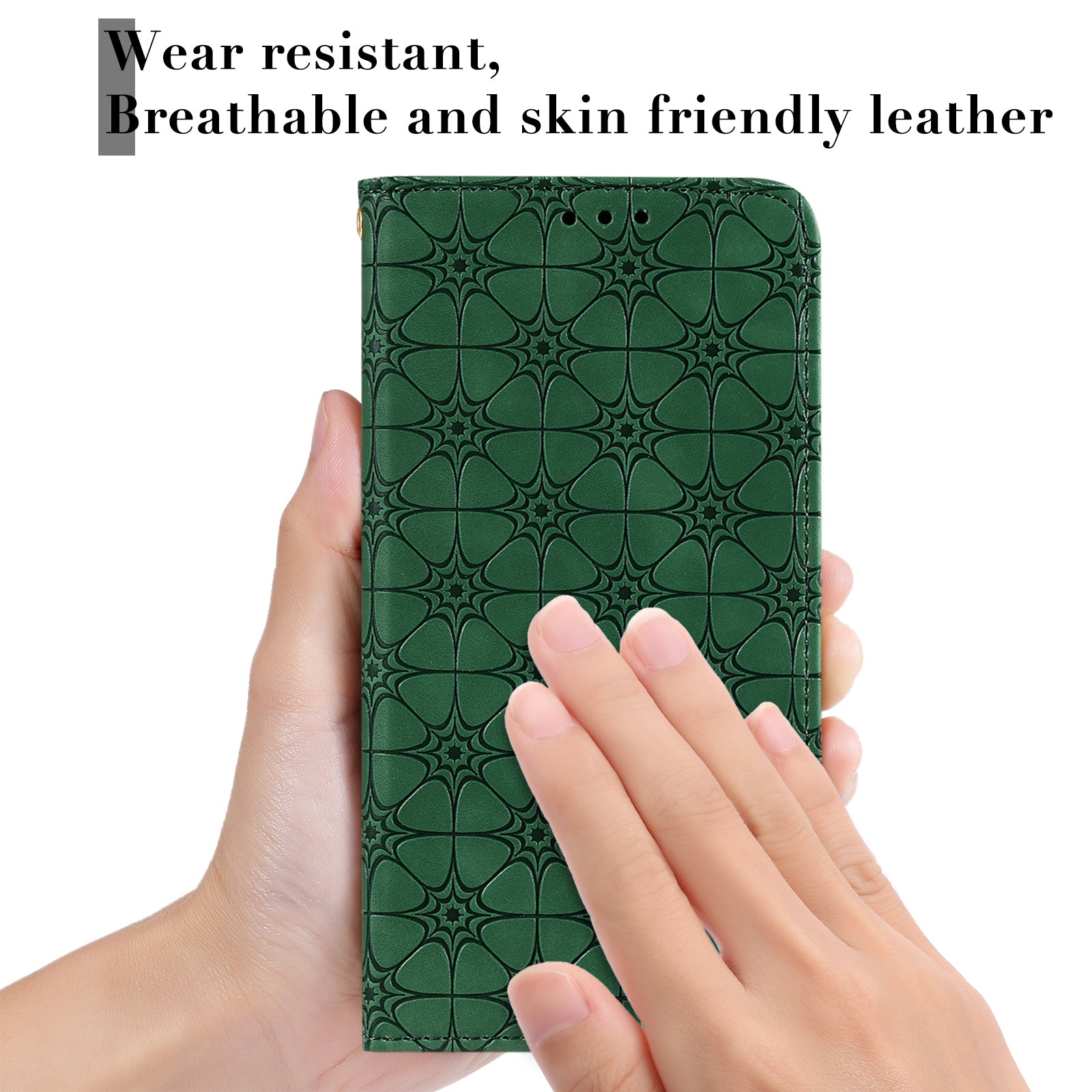 Imprint Lucky Flower Auto-absorbed Flip Leather Cover for Samsung Galaxy S20 FE 4G/5G/2022/S20 Lite - Green