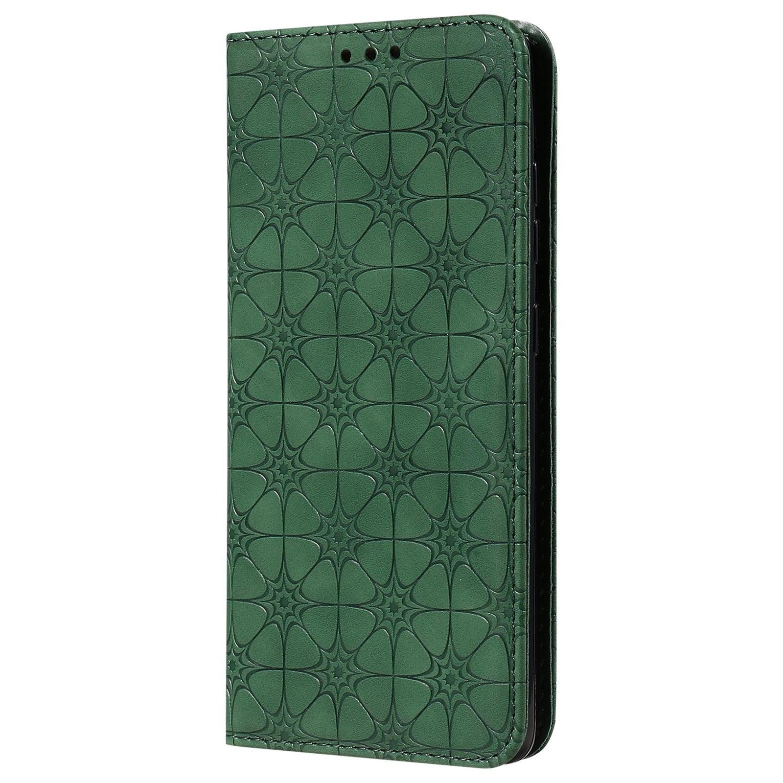 Imprint Lucky Flower Auto-absorbed Flip Leather Cover for Samsung Galaxy S20 FE 4G/5G/2022/S20 Lite - Green