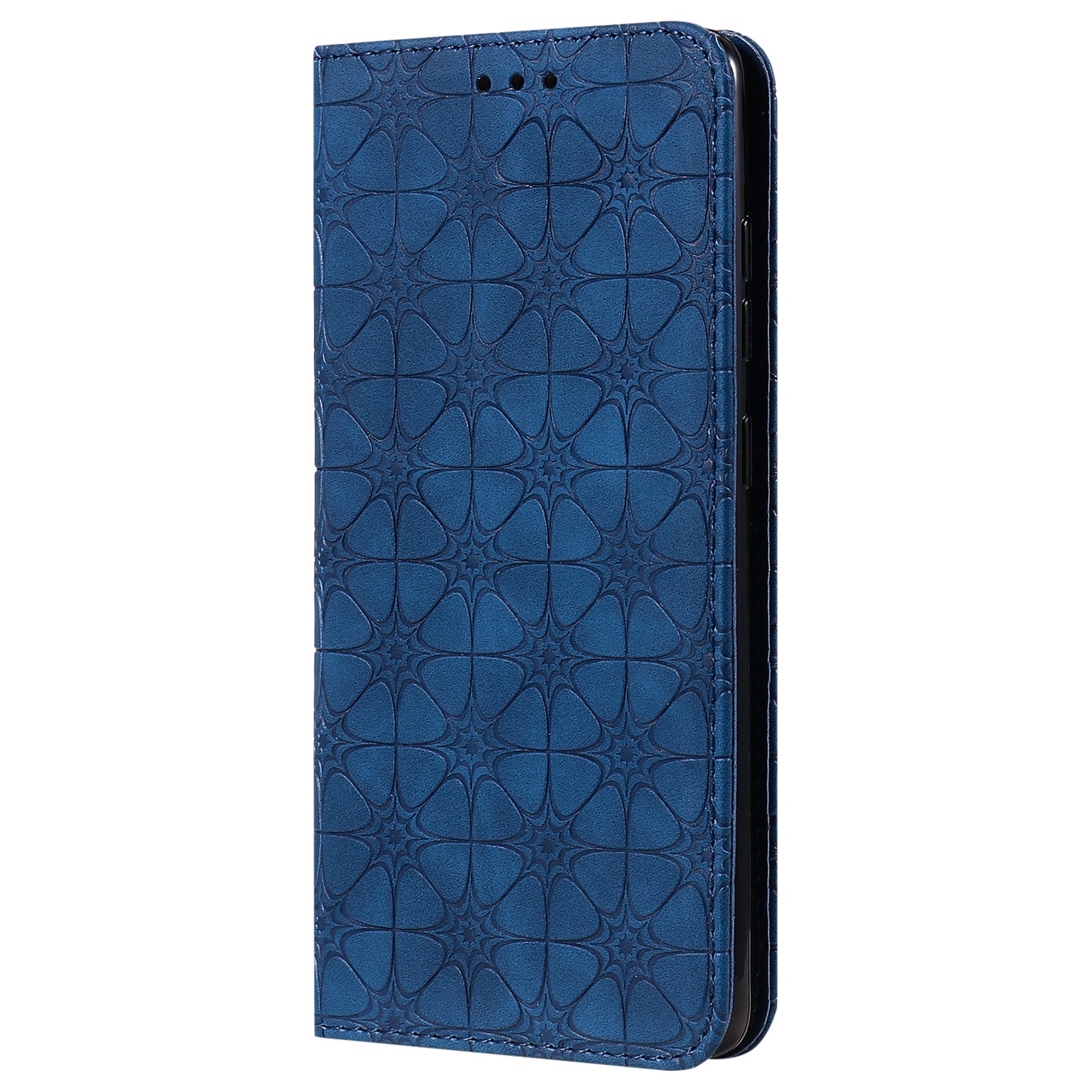 Imprint Lucky Flower Auto-absorbed Flip Leather Cover for Samsung Galaxy S20 FE 4G/5G/2022/S20 Lite - Blue