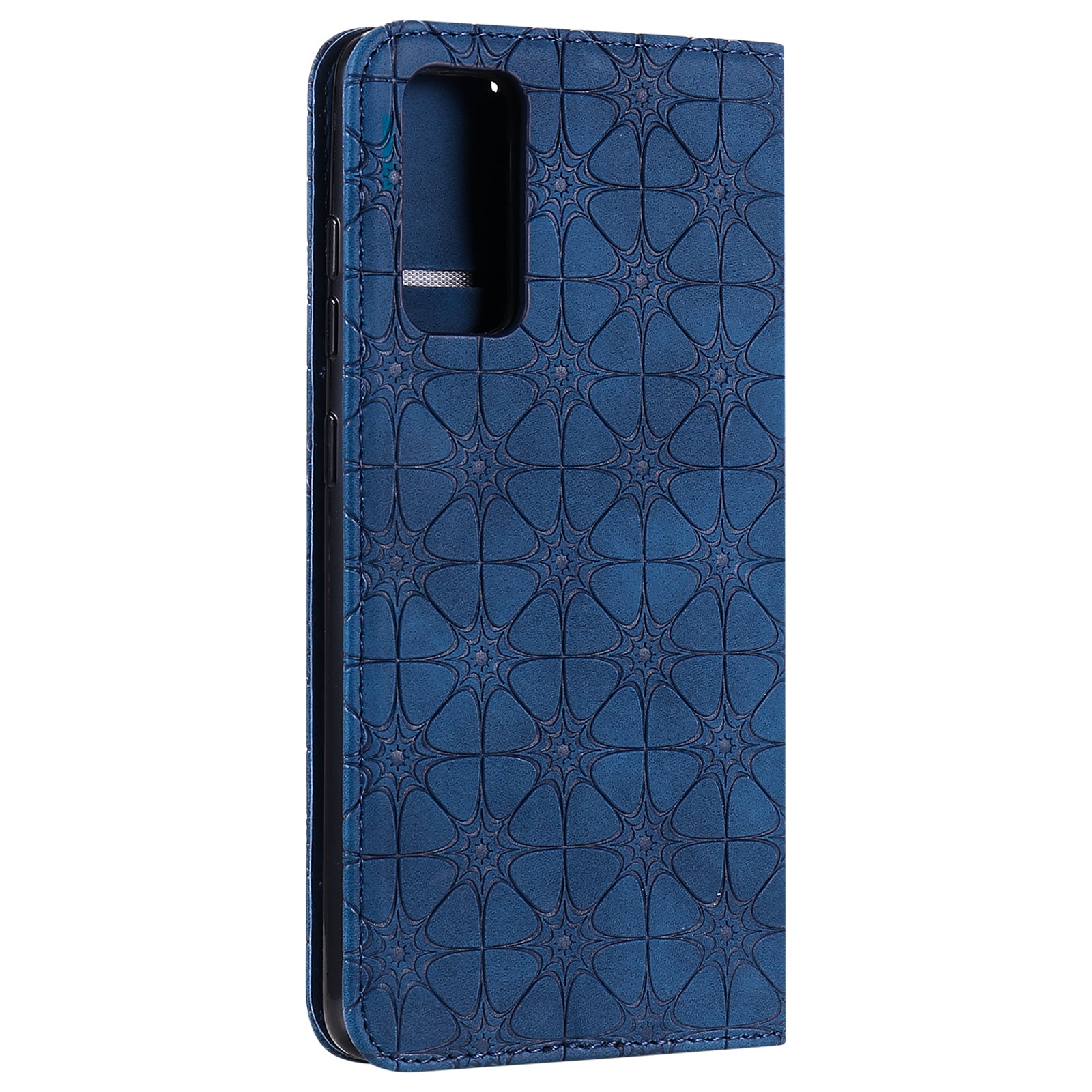 Imprint Lucky Flower Auto-absorbed Flip Leather Cover for Samsung Galaxy S20 FE 4G/5G/2022/S20 Lite - Blue