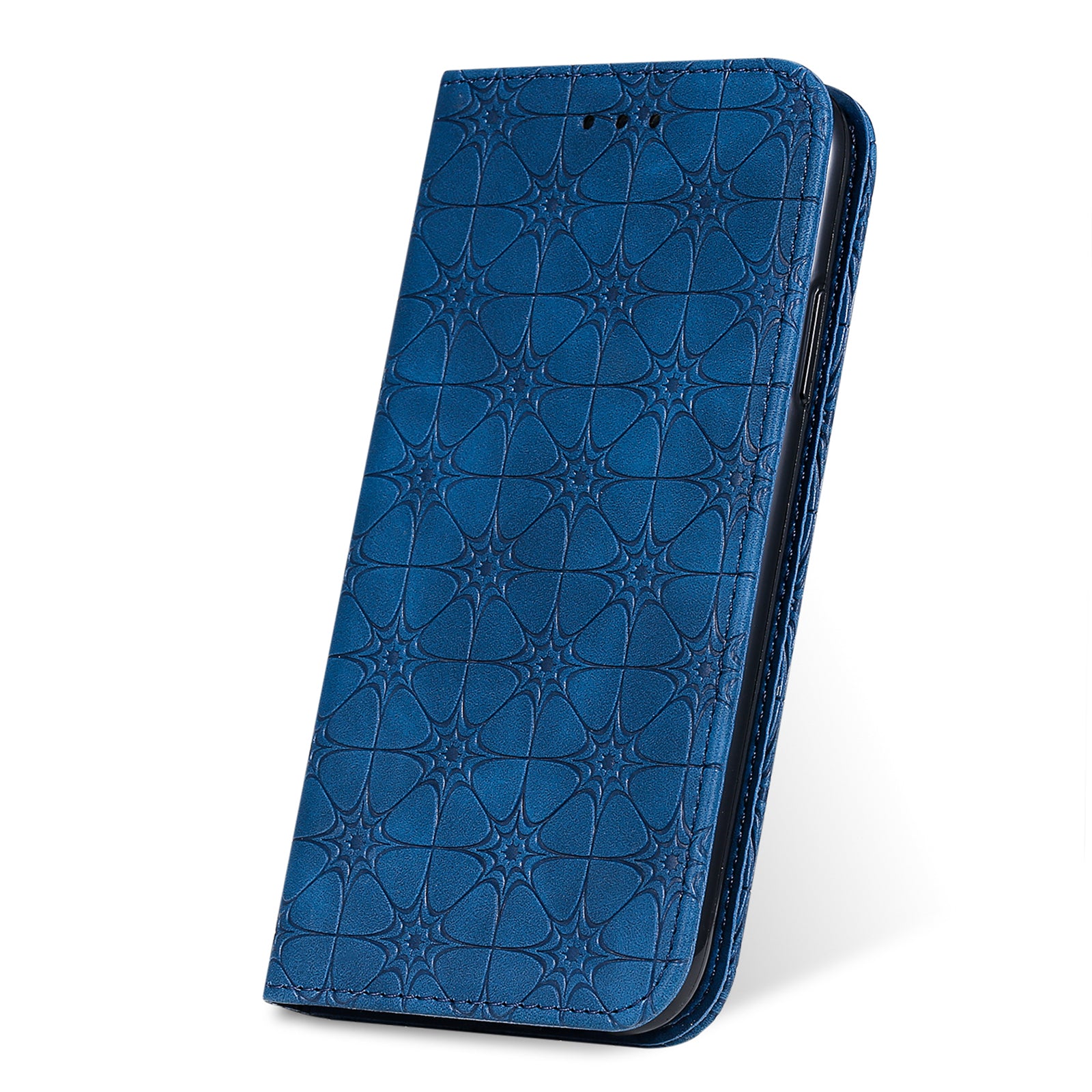 Imprint Lucky Flower Auto-absorbed Flip Leather Cover for Samsung Galaxy S20 FE 4G/5G/2022/S20 Lite - Blue