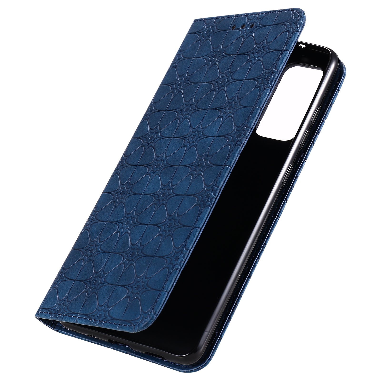 Imprint Lucky Flower Auto-absorbed Flip Leather Cover for Samsung Galaxy S20 FE 4G/5G/2022/S20 Lite - Blue