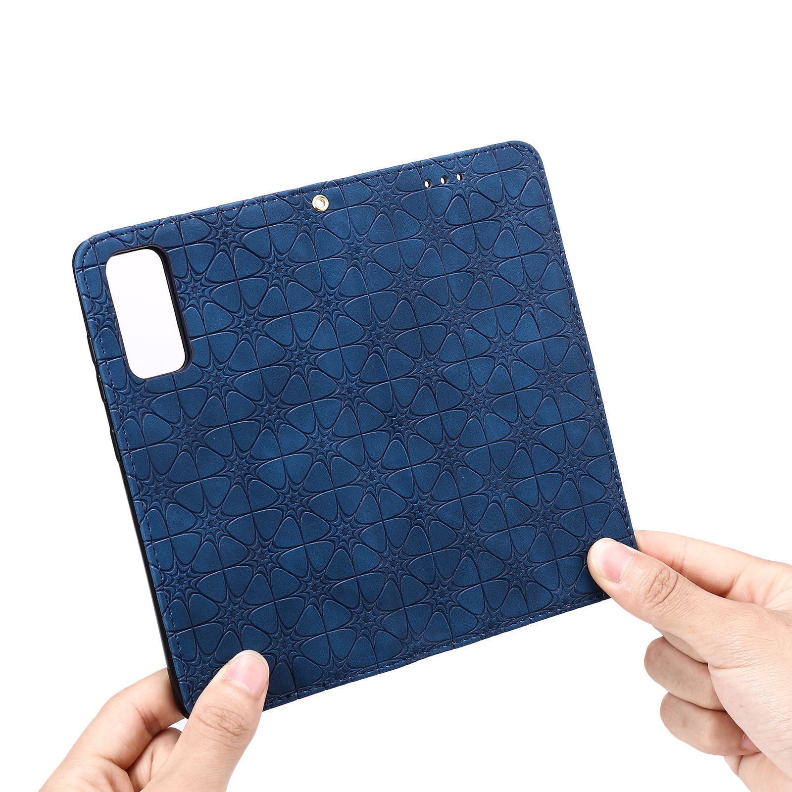 Imprint Lucky Flower Auto-absorbed Flip Leather Cover for Samsung Galaxy S20 FE 4G/5G/2022/S20 Lite - Blue