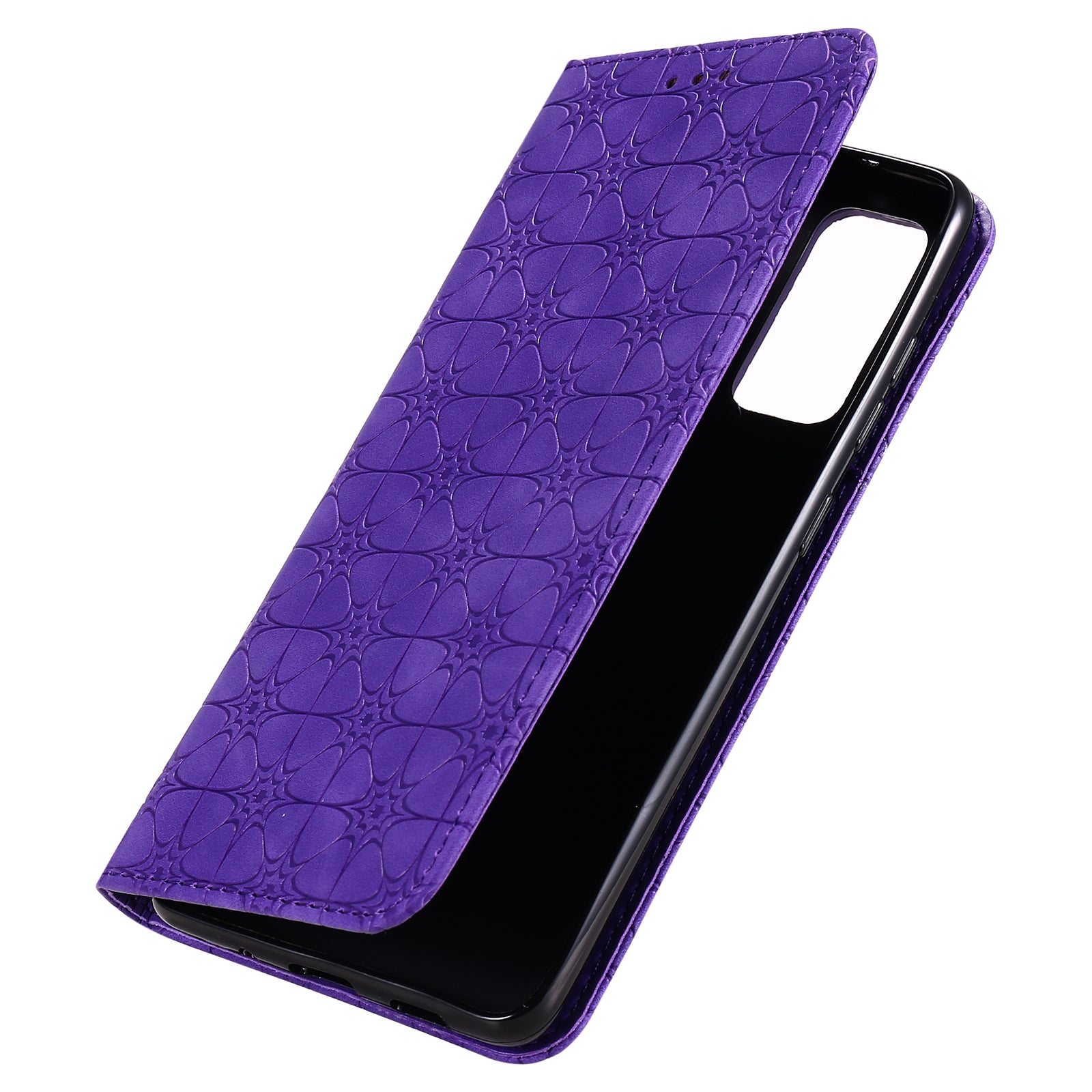 Imprint Lucky Flower Auto-absorbed Flip Leather Cover for Samsung Galaxy S20 FE 4G/5G/2022/S20 Lite - Purple