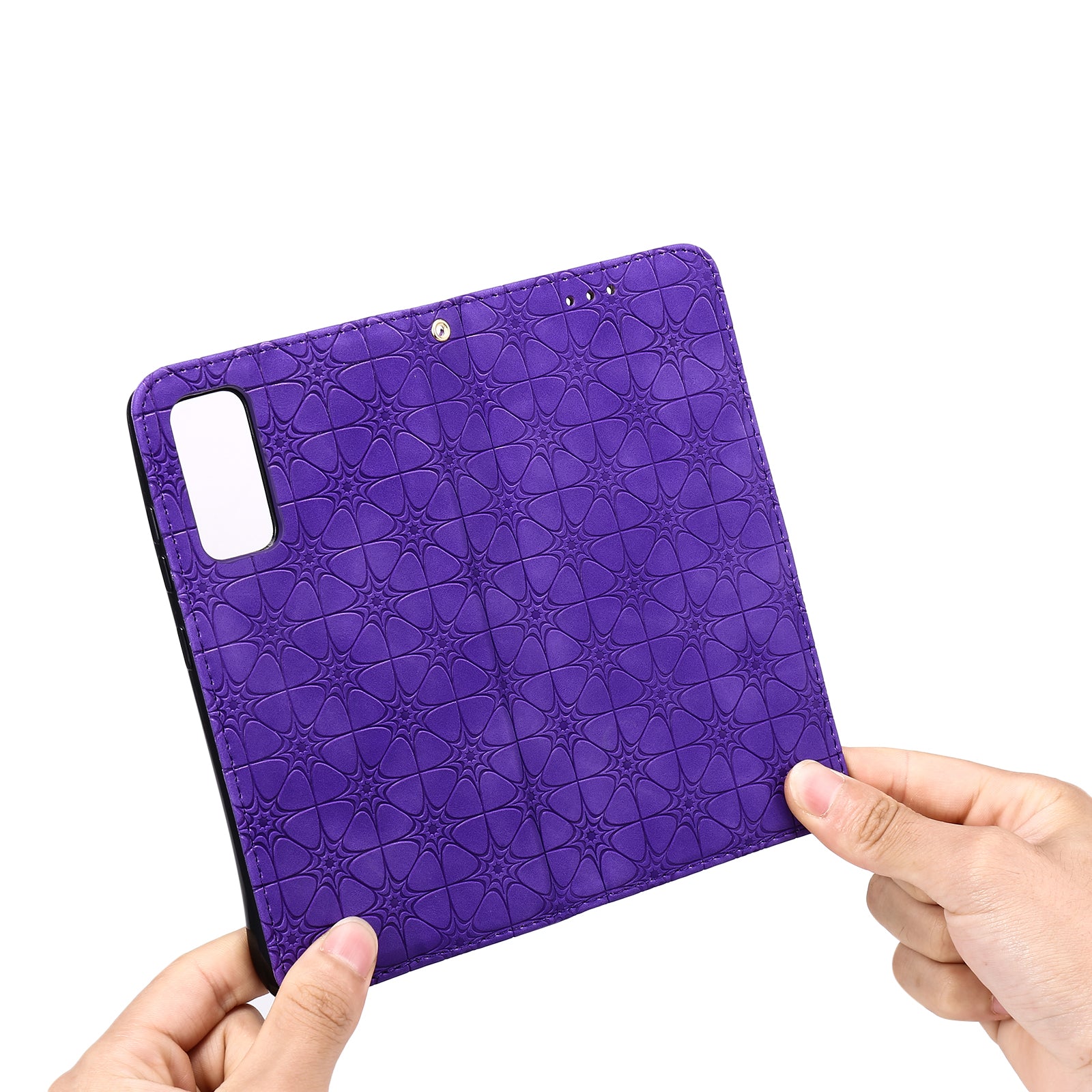 Imprint Lucky Flower Auto-absorbed Flip Leather Cover for Samsung Galaxy S20 FE 4G/5G/2022/S20 Lite - Purple