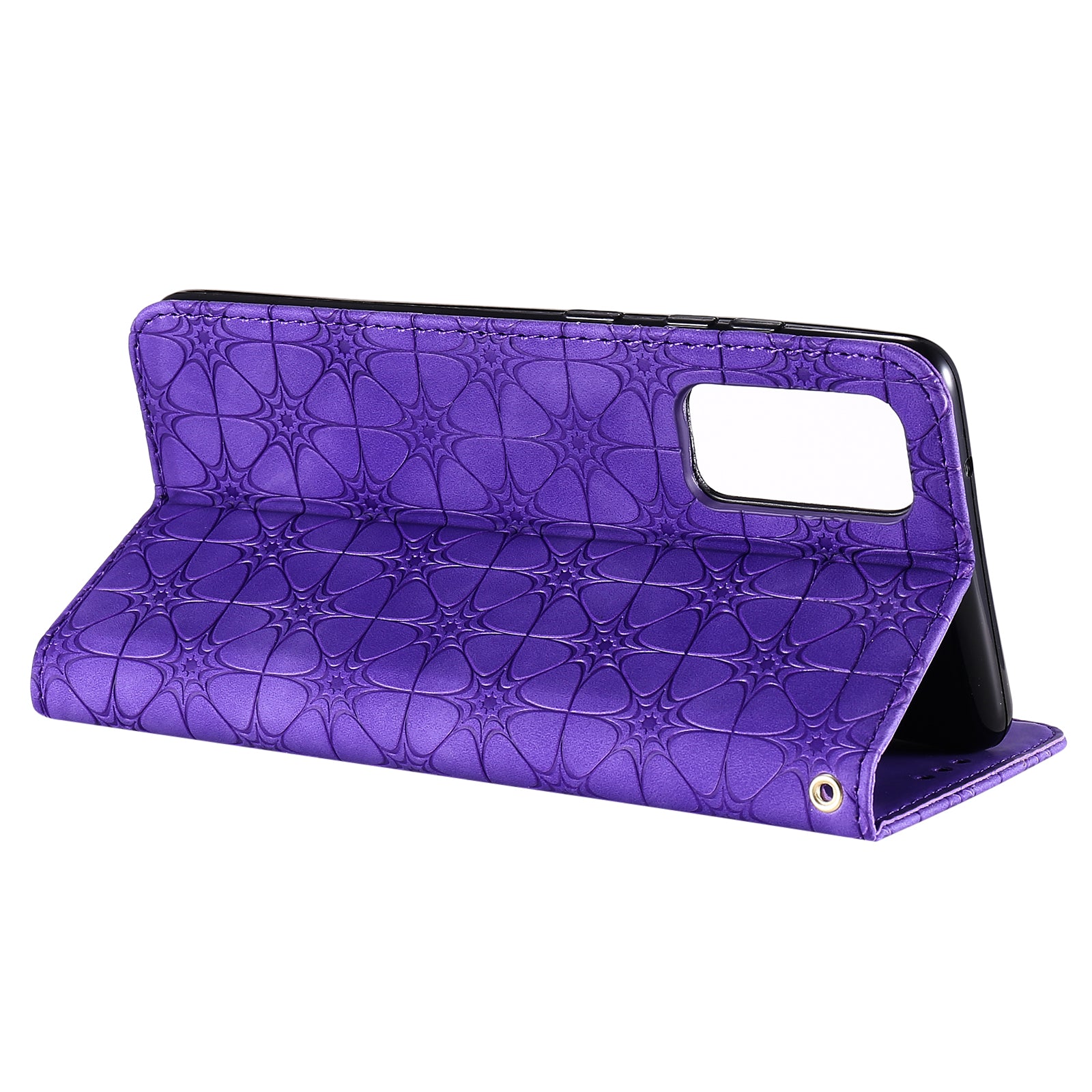 Imprint Lucky Flower Auto-absorbed Flip Leather Cover for Samsung Galaxy S20 FE 4G/5G/2022/S20 Lite - Purple