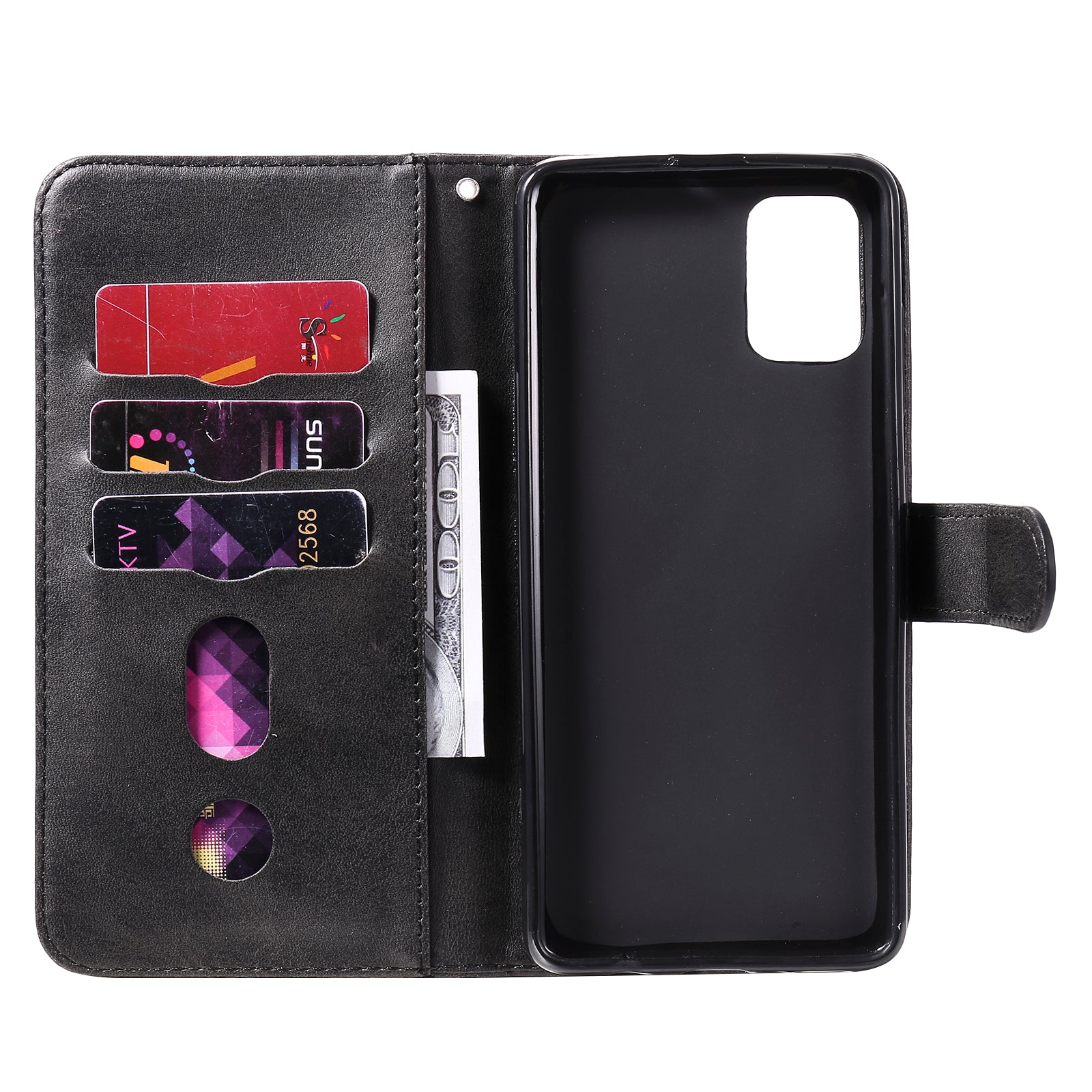 Zipper Pocket Leather Wallet Stand Case for Samsung Galaxy S20 FE 4G/5G/2022/S20 Lite - Black