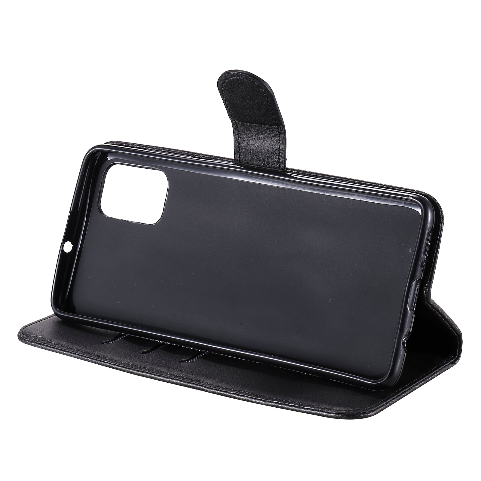 Zipper Pocket Leather Wallet Stand Case for Samsung Galaxy S20 FE 4G/5G/2022/S20 Lite - Black