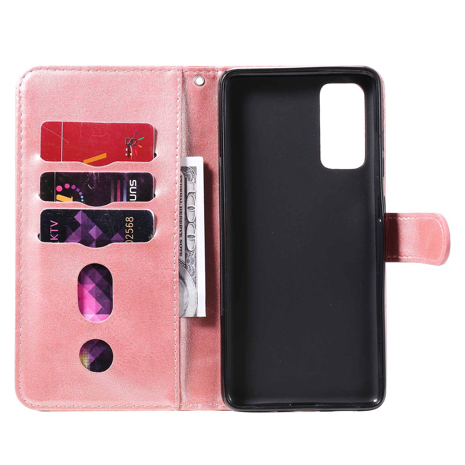 Zipper Pocket Leather Wallet Stand Case for Samsung Galaxy S20 FE 4G/5G/2022/S20 Lite - Rose Gold