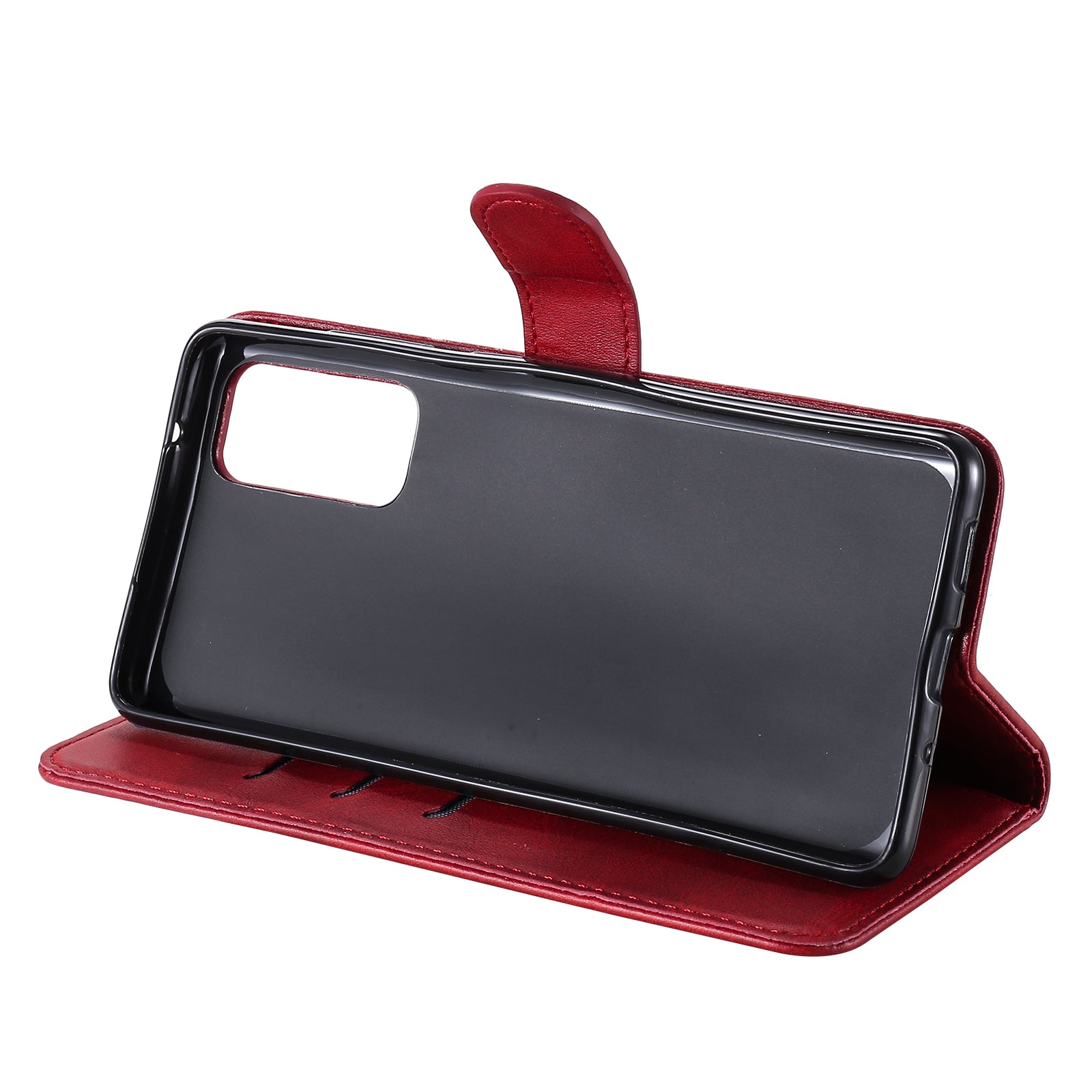 Zipper Pocket Leather Wallet Stand Case for Samsung Galaxy S20 FE 4G/5G/2022/S20 Lite - Red