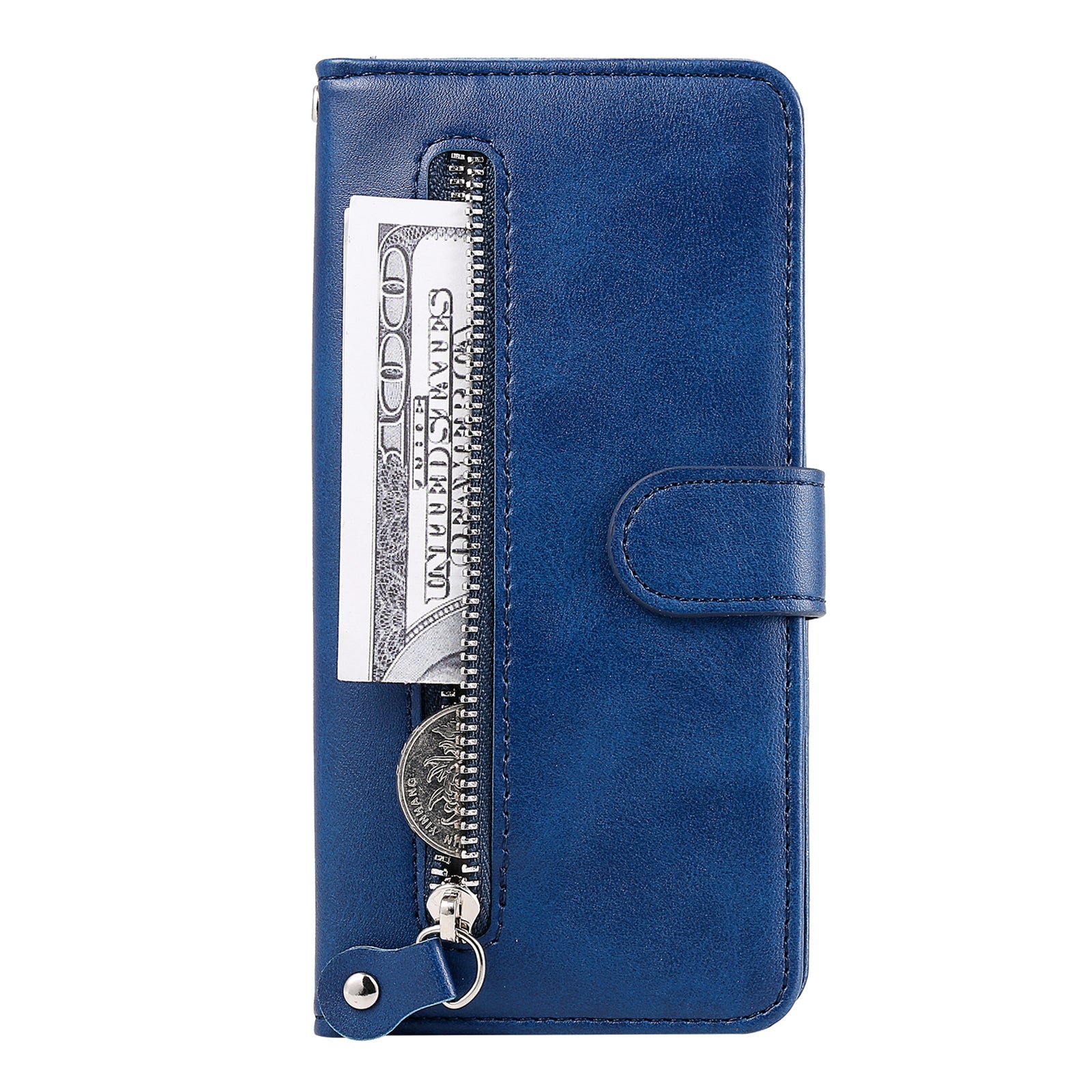 Zipper Pocket Leather Wallet Stand Case for Samsung Galaxy S20 FE 4G/5G/2022/S20 Lite - Blue