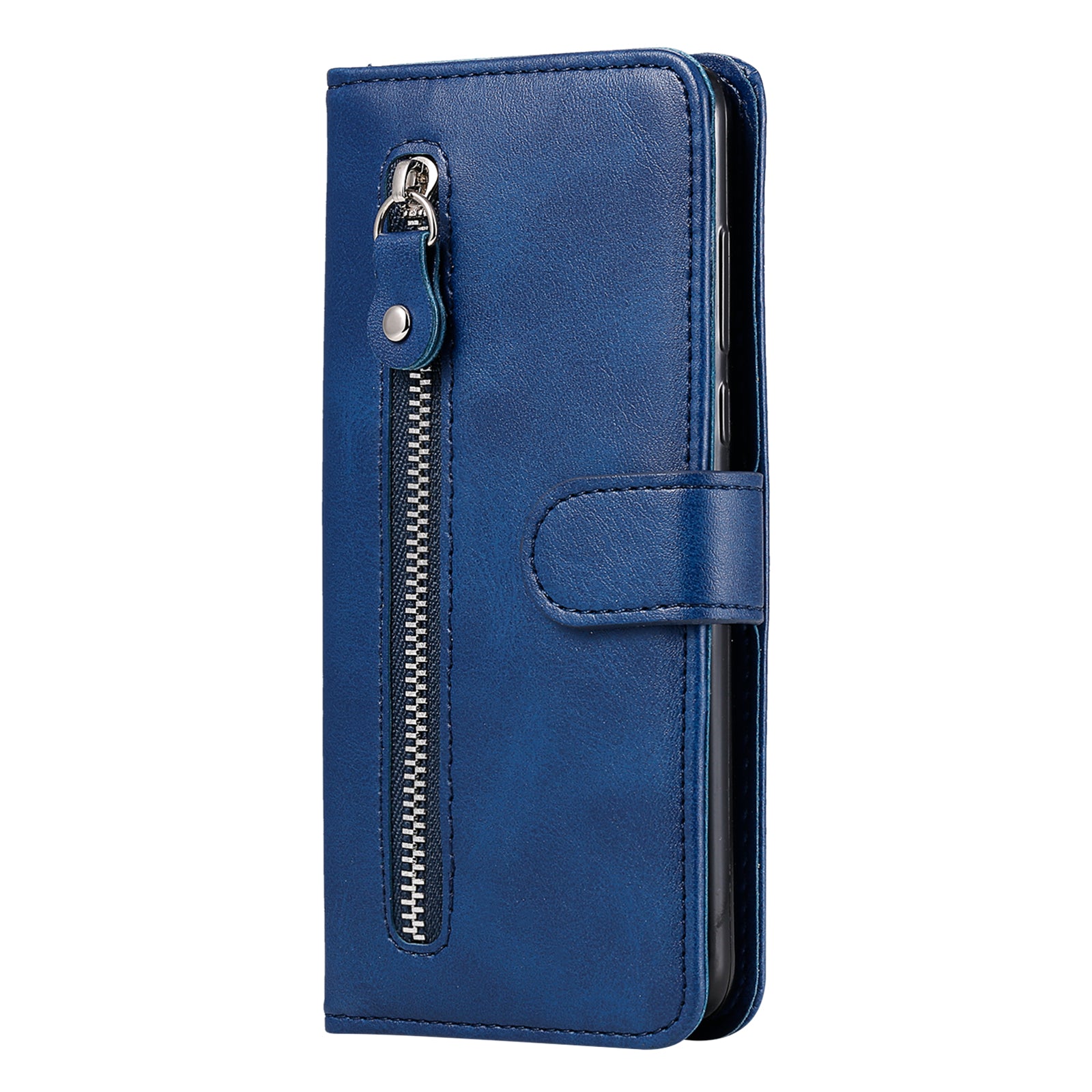 Zipper Pocket Leather Wallet Stand Case for Samsung Galaxy S20 FE 4G/5G/2022/S20 Lite - Blue