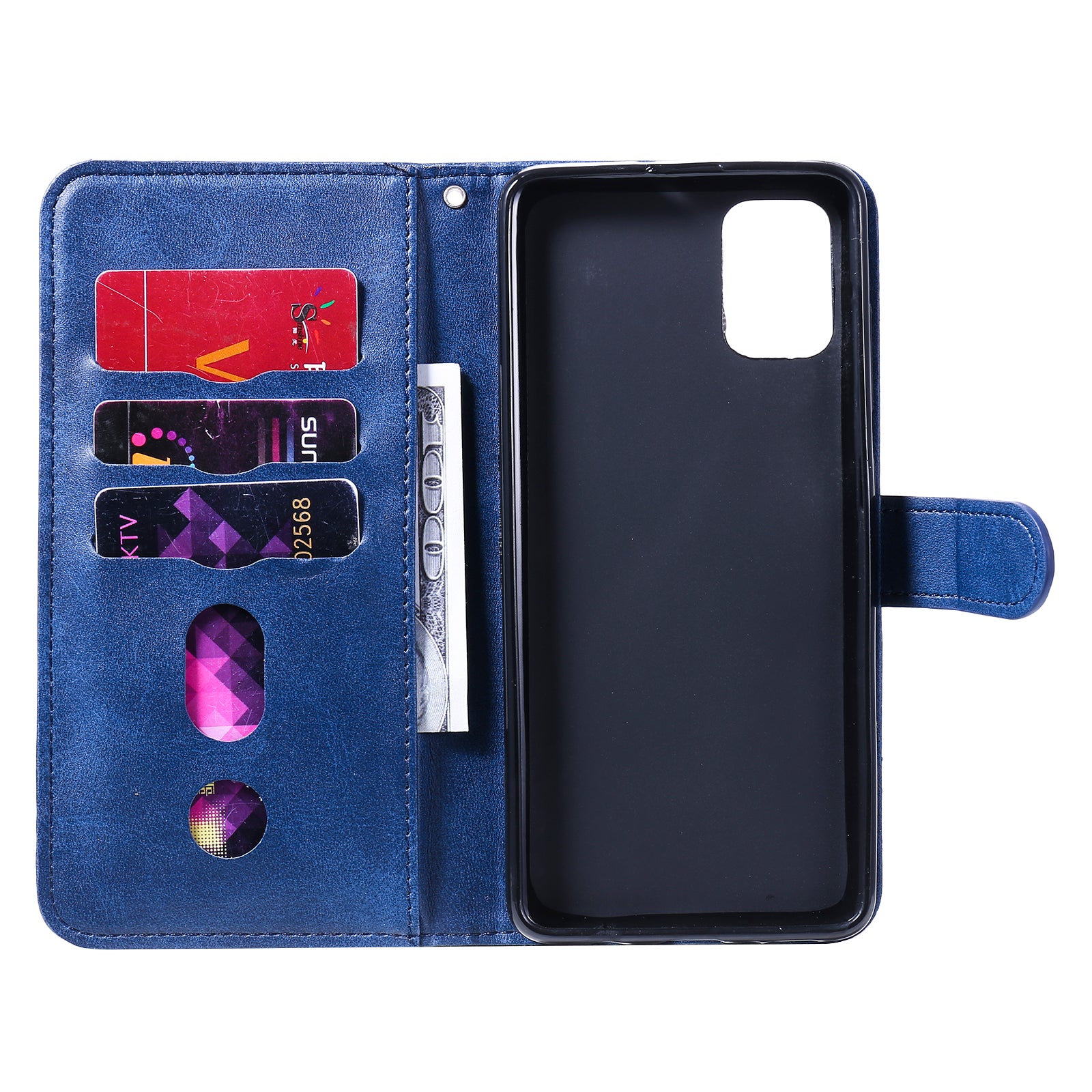 Zipper Pocket Leather Wallet Stand Case for Samsung Galaxy S20 FE 4G/5G/2022/S20 Lite - Blue