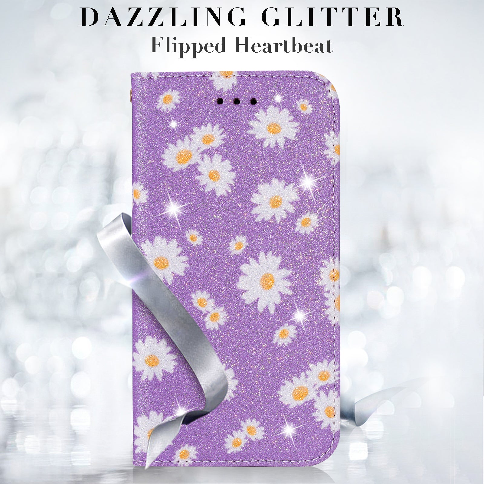 New Arrival Gleaming Powder Daisy Pattern Leather Phone Case for Samsung Galaxy S20 FE/S20 Fan Edition/S20 FE 5G/S20 Fan Edition 5G/S20 Lite - Purple