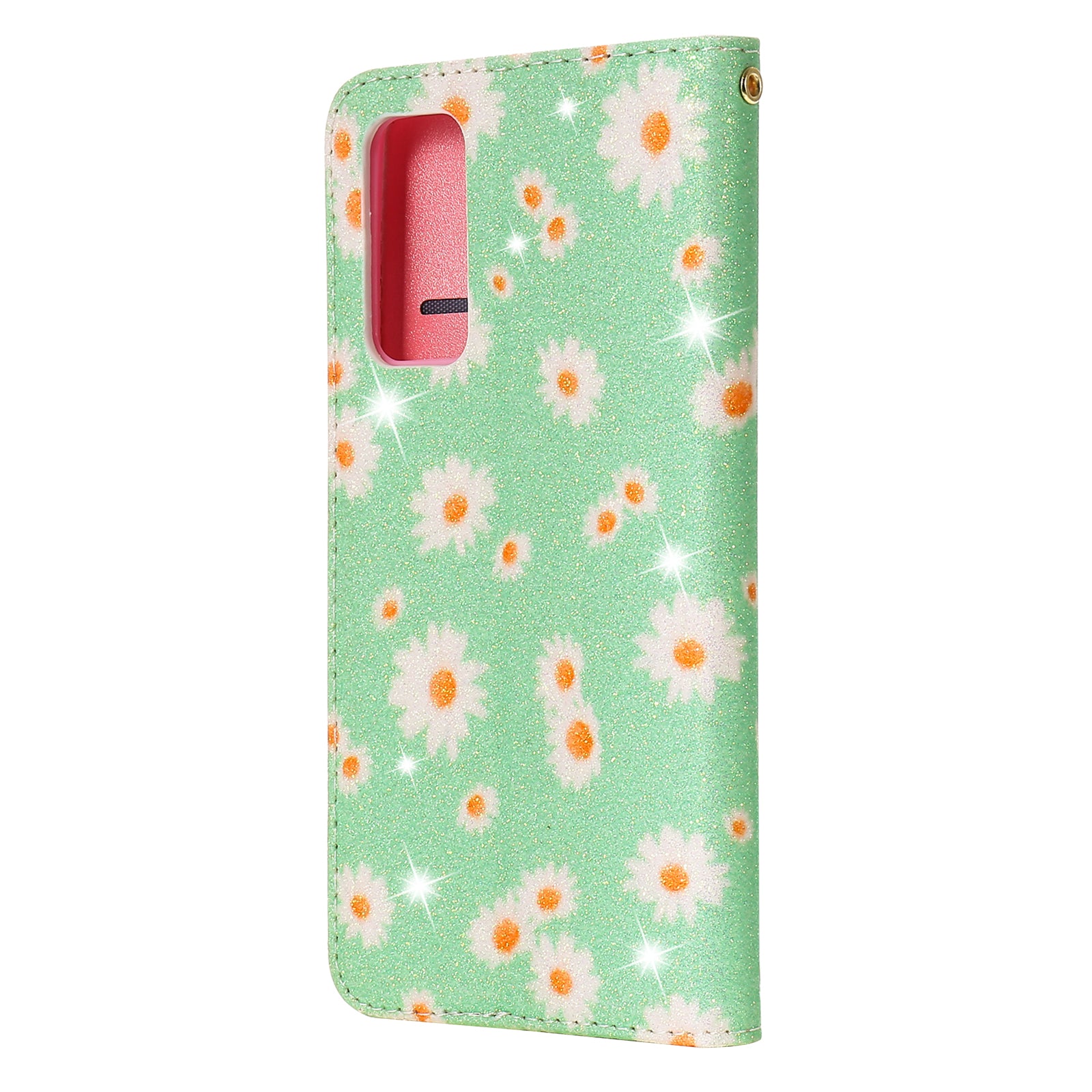 New Arrival Gleaming Powder Daisy Pattern Leather Phone Case for Samsung Galaxy S20 FE/S20 Fan Edition/S20 FE 5G/S20 Fan Edition 5G/S20 Lite - Green