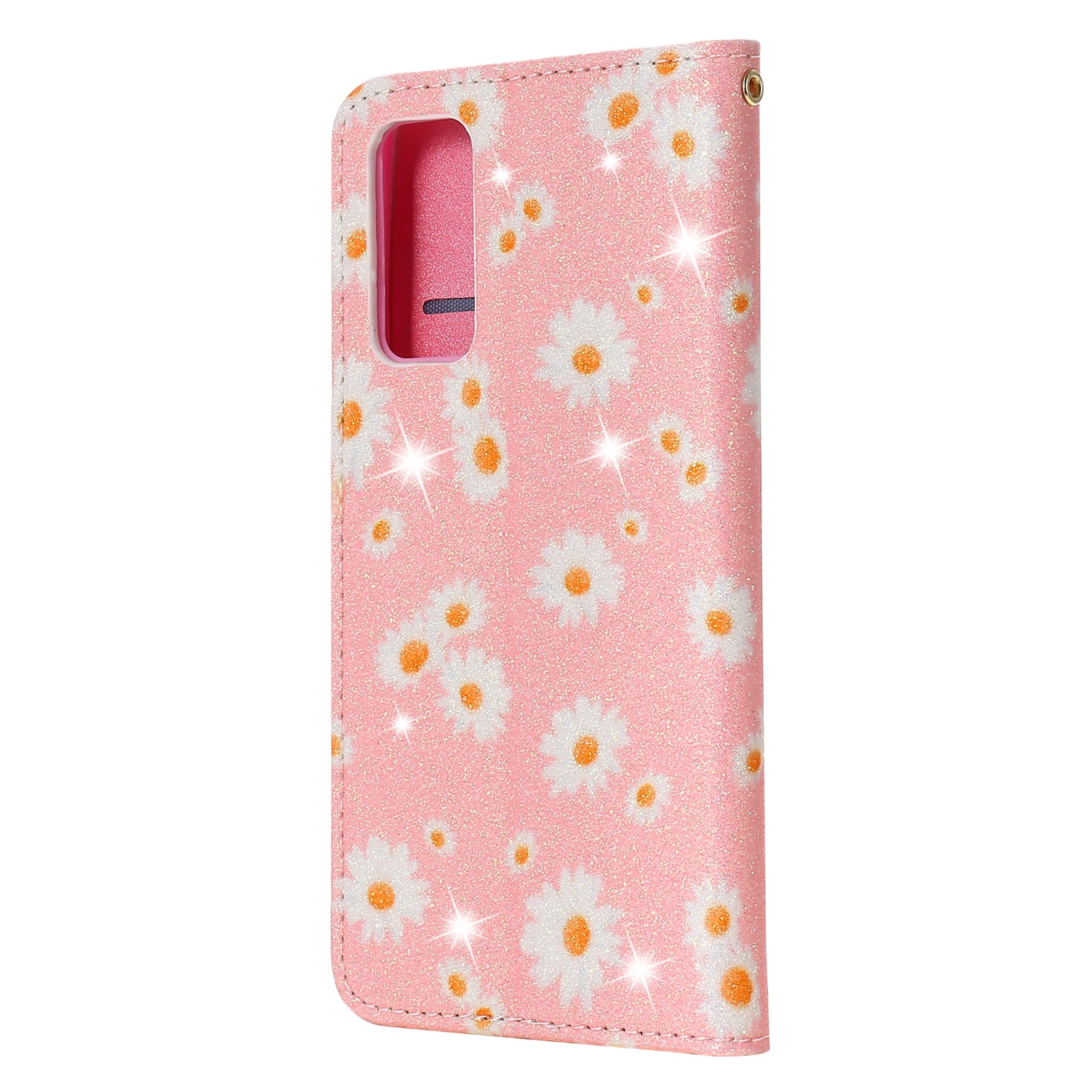 New Arrival Gleaming Powder Daisy Pattern Leather Phone Case for Samsung Galaxy S20 FE/S20 Fan Edition/S20 FE 5G/S20 Fan Edition 5G/S20 Lite - Pink