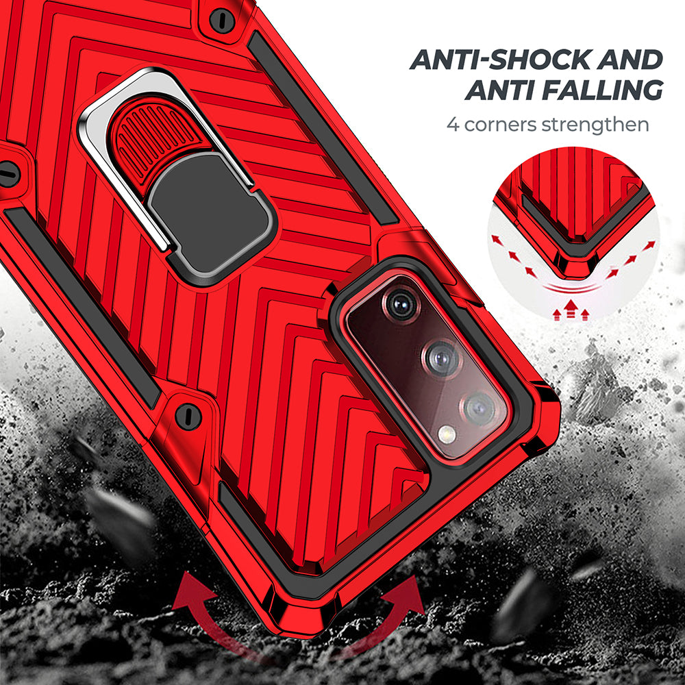 Rotatable Finger Ring Kickstand PC + TPU Hybrid Back Case for Samsung Galaxy S20 FE 4G/5G/2022/S20 Lite - Red