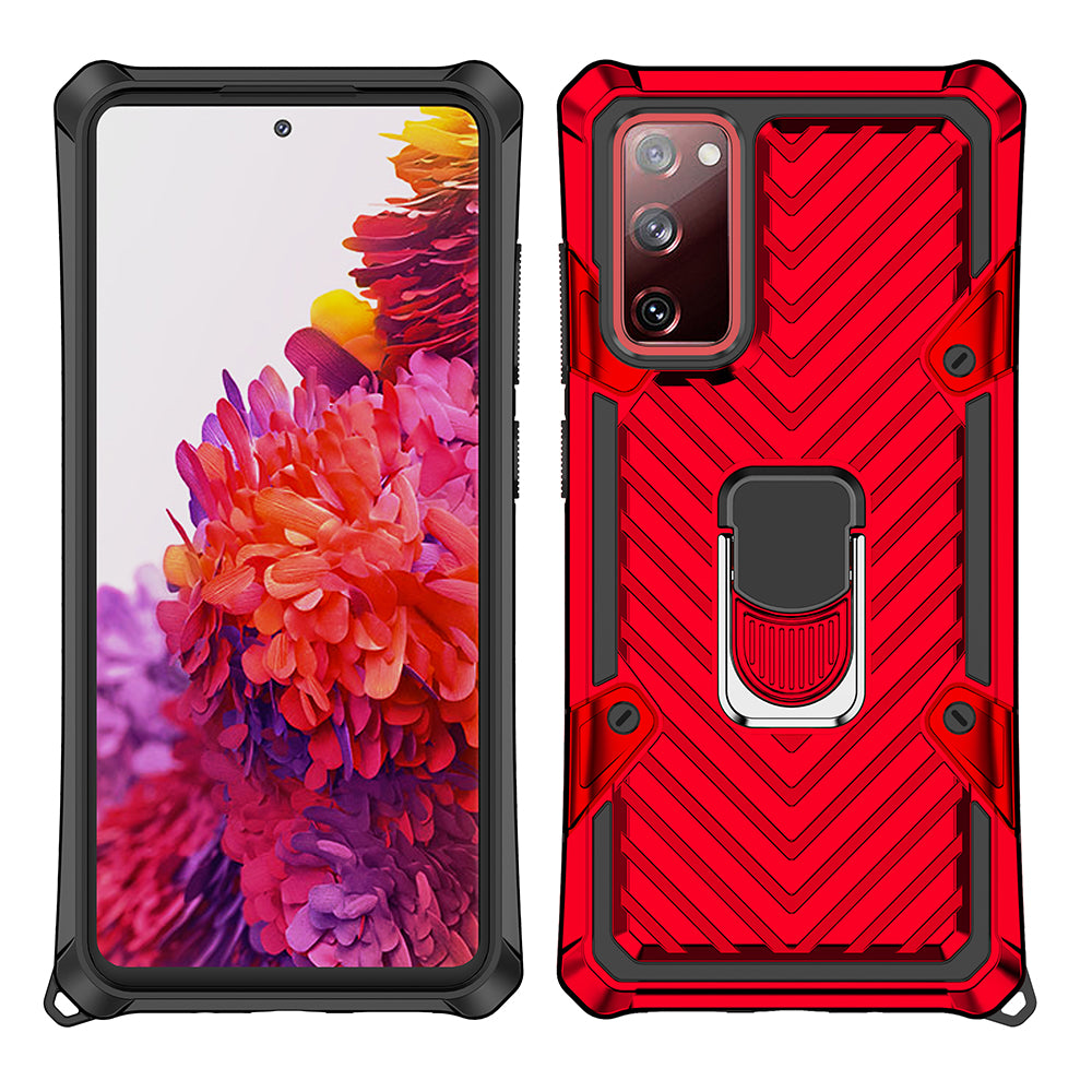 Rotatable Finger Ring Kickstand PC + TPU Hybrid Back Case for Samsung Galaxy S20 FE 4G/5G/2022/S20 Lite - Red