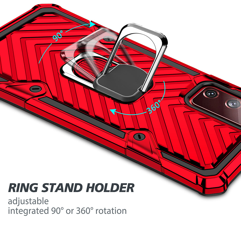 Rotatable Finger Ring Kickstand PC + TPU Hybrid Back Case for Samsung Galaxy S20 FE 4G/5G/2022/S20 Lite - Red