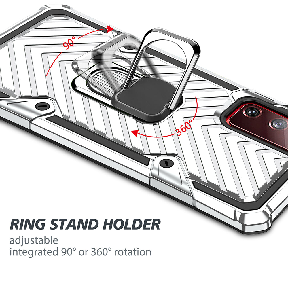 Rotatable Finger Ring Kickstand PC + TPU Hybrid Back Case for Samsung Galaxy S20 FE 4G/5G/2022/S20 Lite - Silver