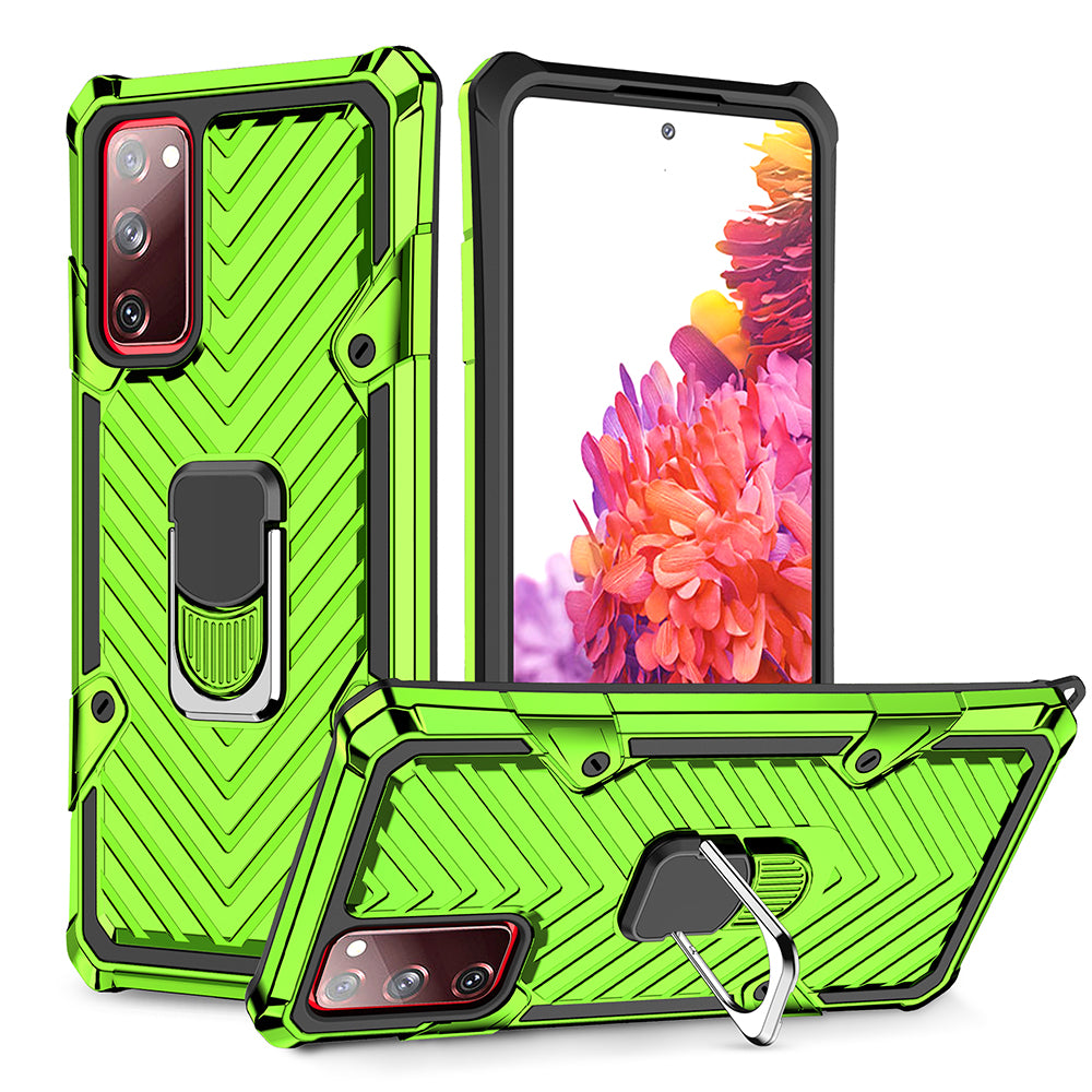 Rotatable Finger Ring Kickstand PC + TPU Hybrid Back Case for Samsung Galaxy S20 FE 4G/5G/2022/S20 Lite - Light Green