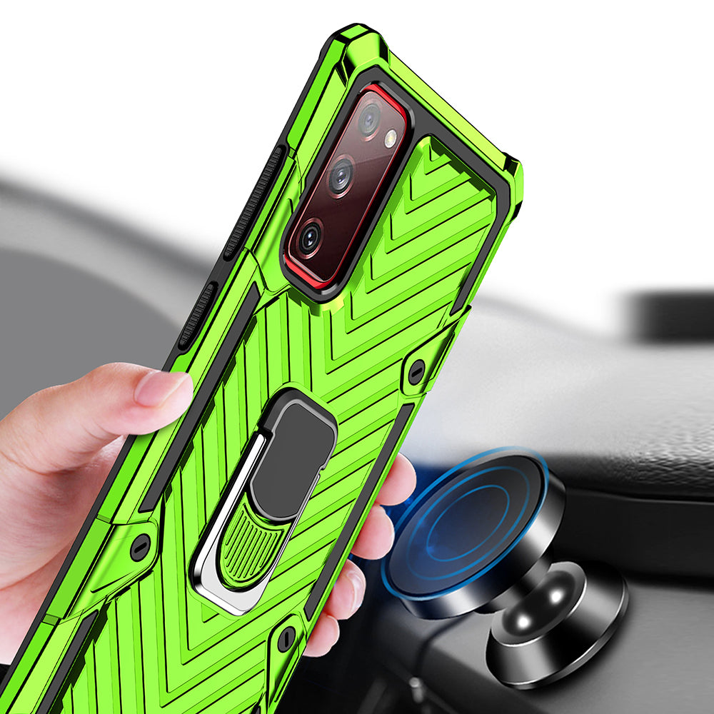 Rotatable Finger Ring Kickstand PC + TPU Hybrid Back Case for Samsung Galaxy S20 FE 4G/5G/2022/S20 Lite - Light Green