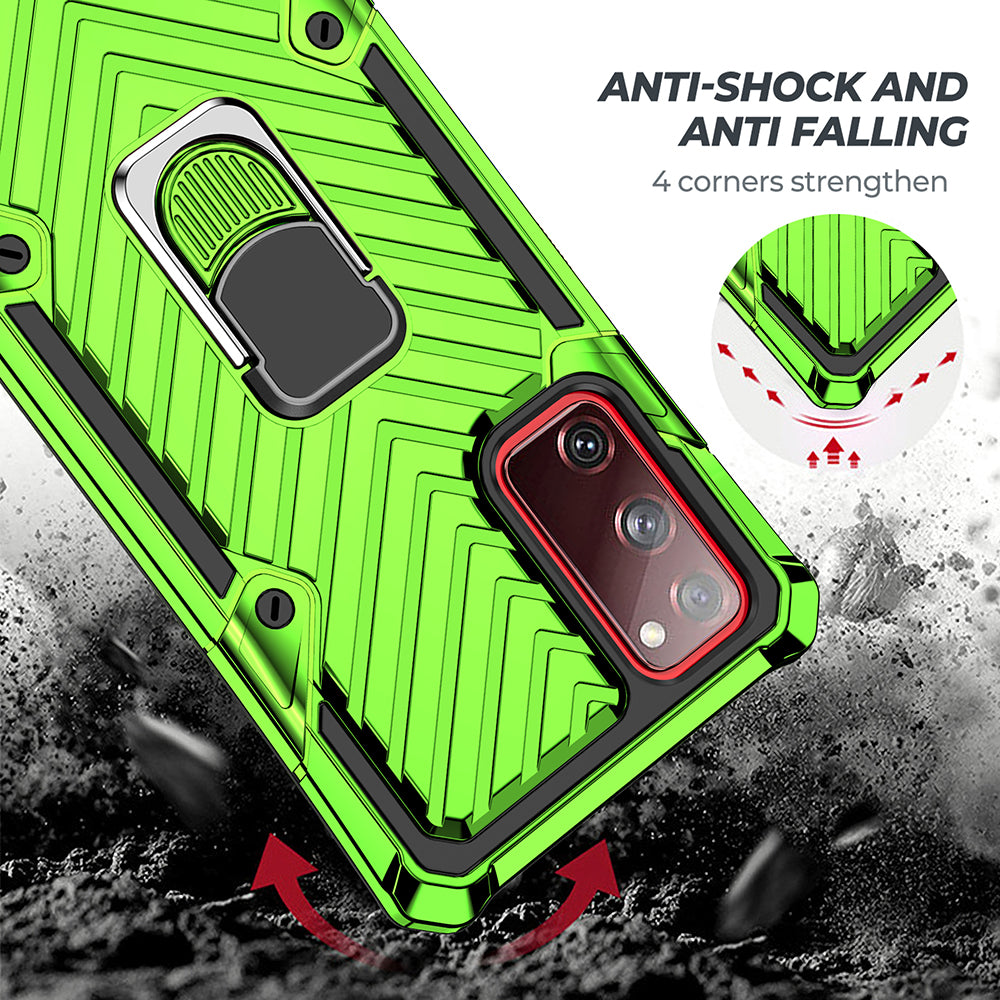 Rotatable Finger Ring Kickstand PC + TPU Hybrid Back Case for Samsung Galaxy S20 FE 4G/5G/2022/S20 Lite - Light Green