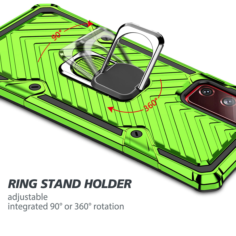 Rotatable Finger Ring Kickstand PC + TPU Hybrid Back Case for Samsung Galaxy S20 FE 4G/5G/2022/S20 Lite - Light Green