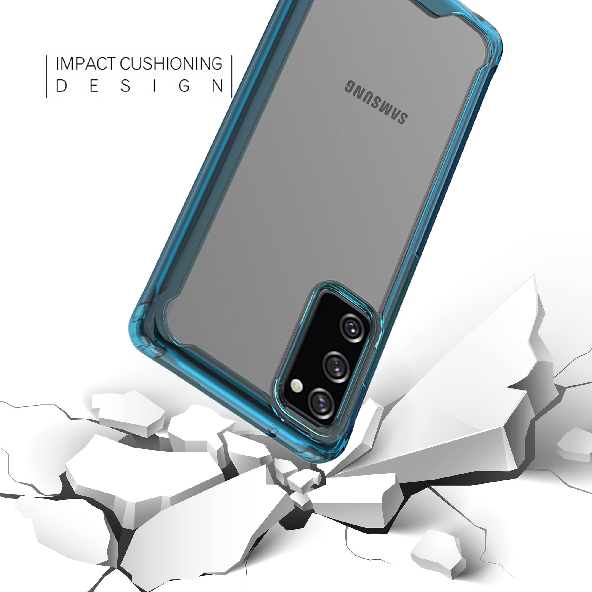 Bumper Shock-Absorbing Clear PC + Acrylic Phone Cover Case for Samsung Galaxy S20 FE/S20 Fan Edition/S20 FE 5G/S20 Fan Edition 5G/S20 Lite - Blue