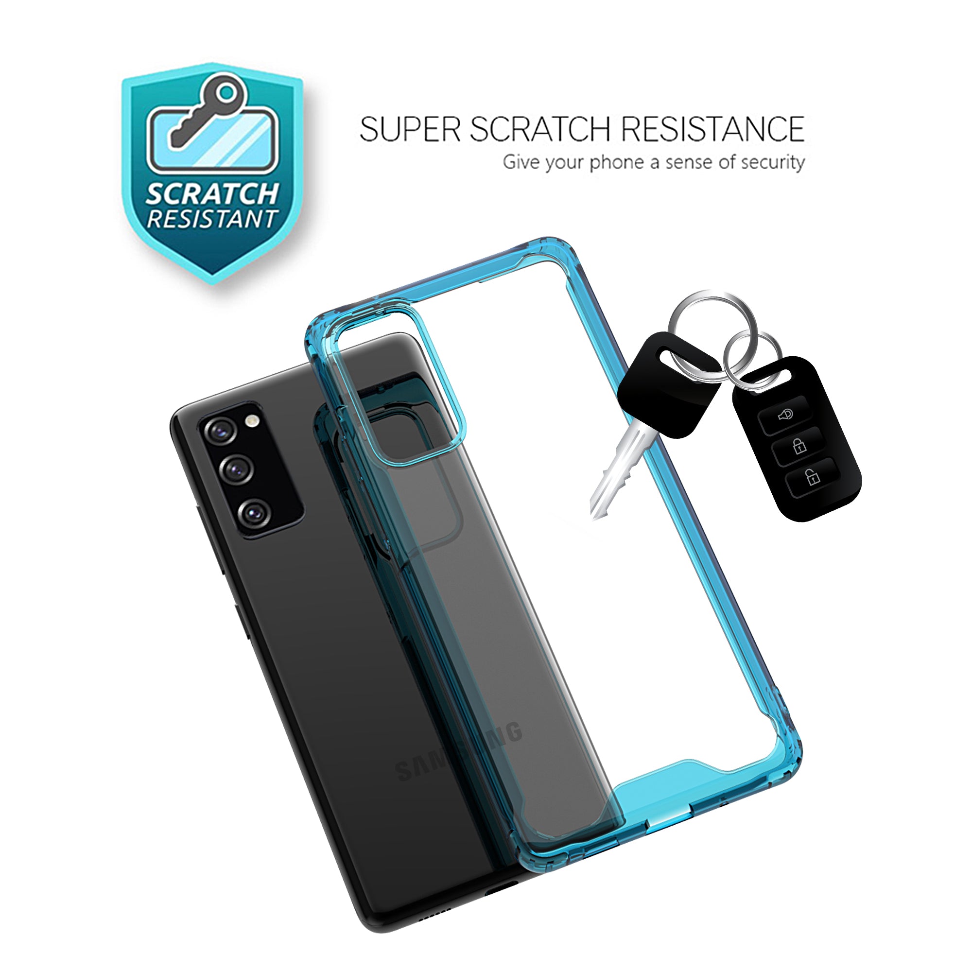 Bumper Shock-Absorbing Clear PC + Acrylic Phone Cover Case for Samsung Galaxy S20 FE/S20 Fan Edition/S20 FE 5G/S20 Fan Edition 5G/S20 Lite - Blue