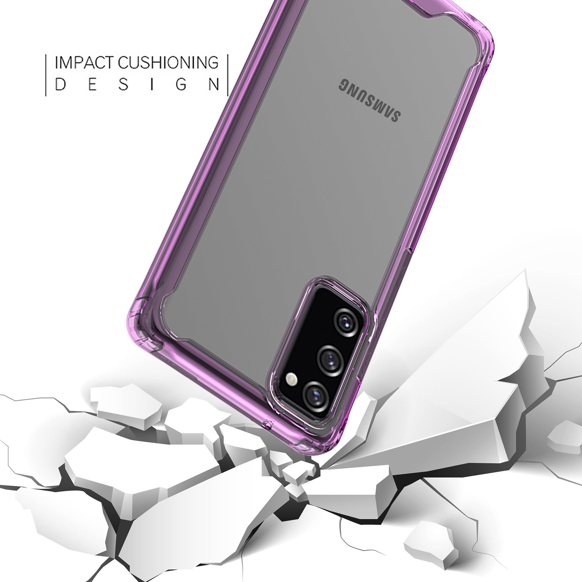 Bumper Shock-Absorbing Clear PC + Acrylic Phone Cover Case for Samsung Galaxy S20 FE/S20 Fan Edition/S20 FE 5G/S20 Fan Edition 5G/S20 Lite - Purple