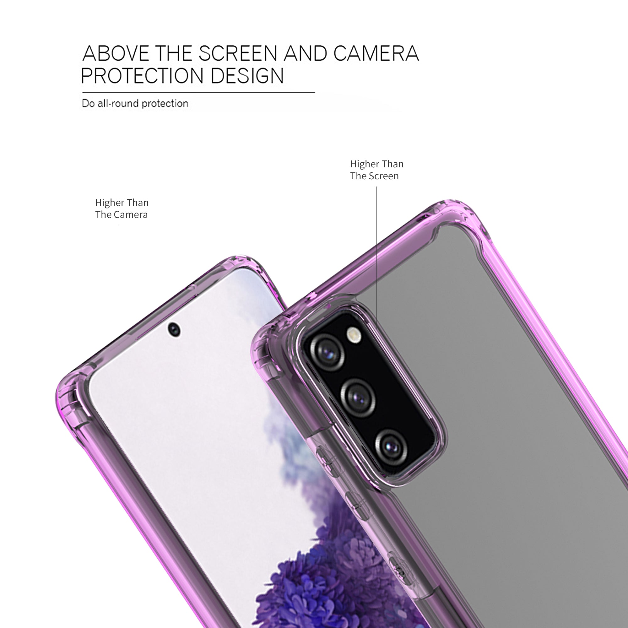 Bumper Shock-Absorbing Clear PC + Acrylic Phone Cover Case for Samsung Galaxy S20 FE/S20 Fan Edition/S20 FE 5G/S20 Fan Edition 5G/S20 Lite - Purple