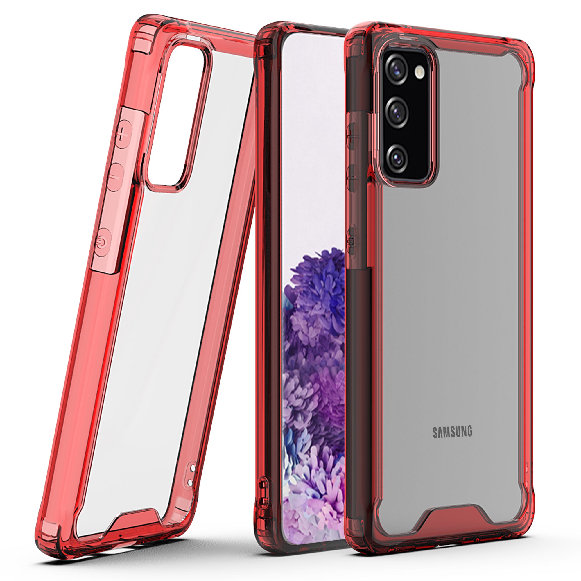 Bumper Shock-Absorbing Clear PC + Acrylic Phone Cover Case for Samsung Galaxy S20 FE/S20 Fan Edition/S20 FE 5G/S20 Fan Edition 5G/S20 Lite - Red