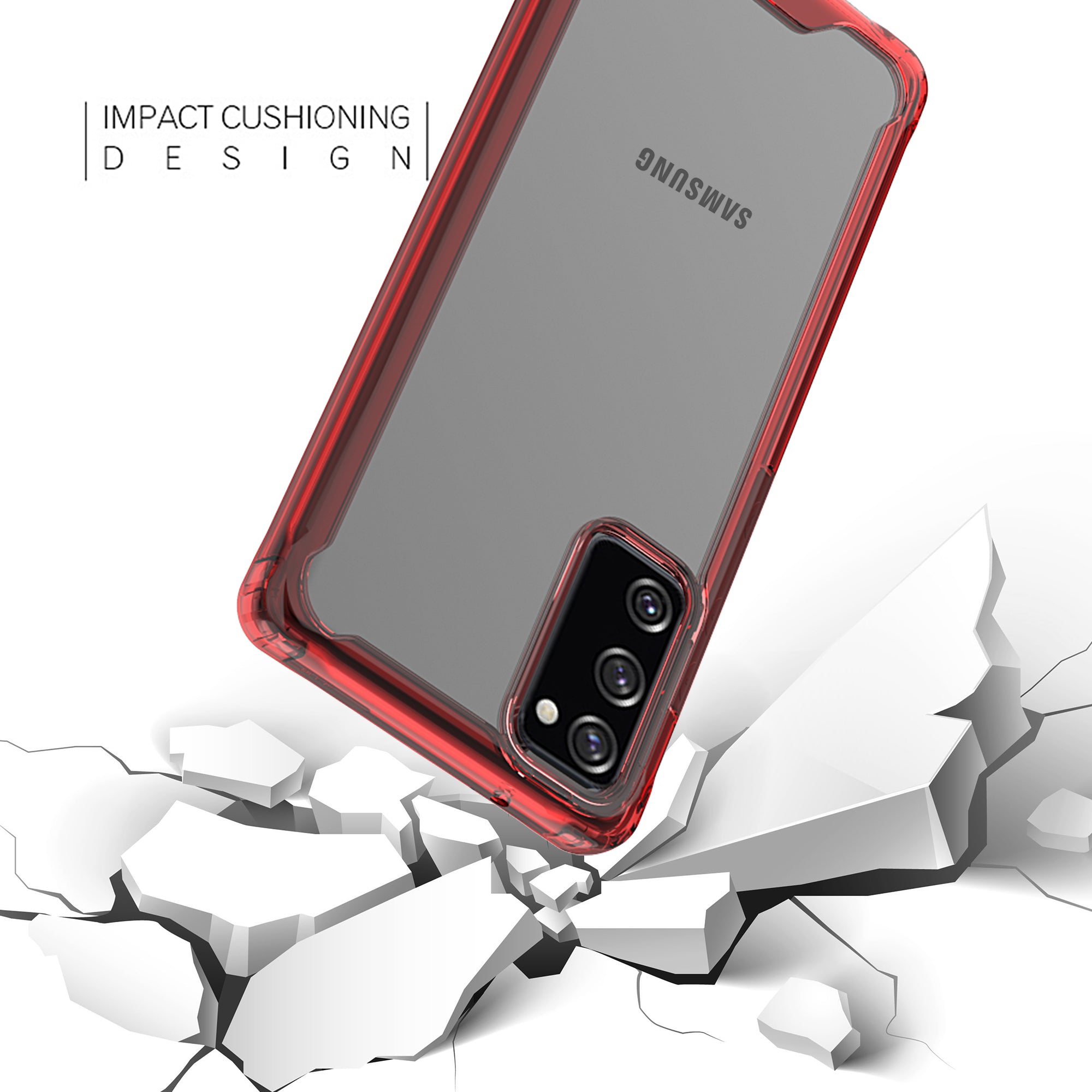 Bumper Shock-Absorbing Clear PC + Acrylic Phone Cover Case for Samsung Galaxy S20 FE/S20 Fan Edition/S20 FE 5G/S20 Fan Edition 5G/S20 Lite - Red